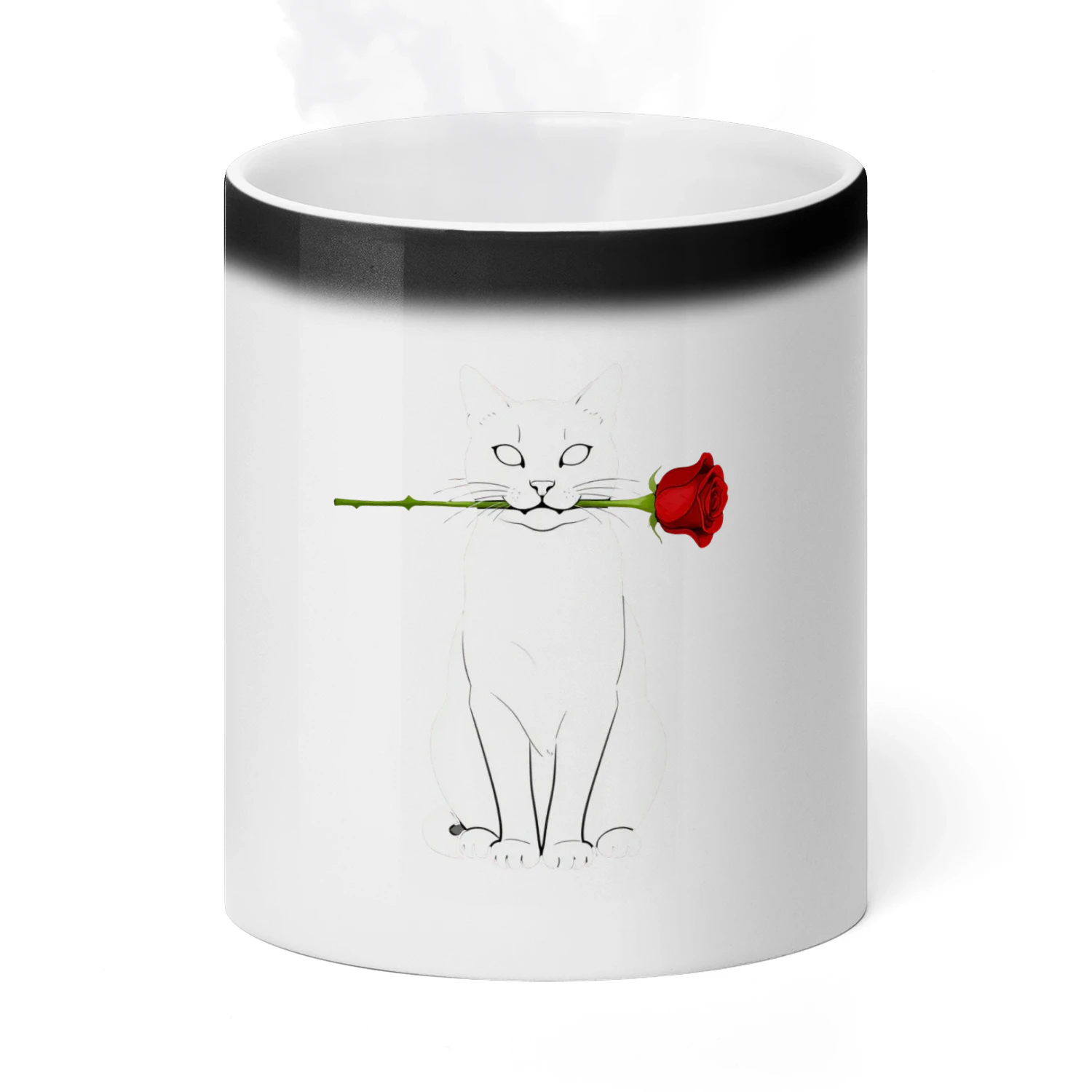 Luxury Cat Holding Rose Line Art (1)