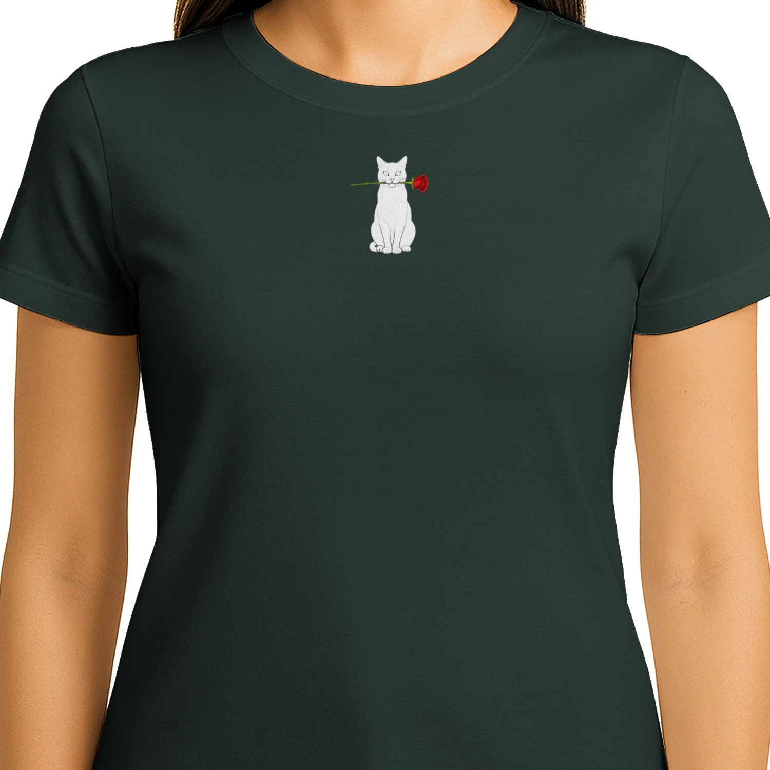 Luxury Cat Holding Rose Line Art (1)