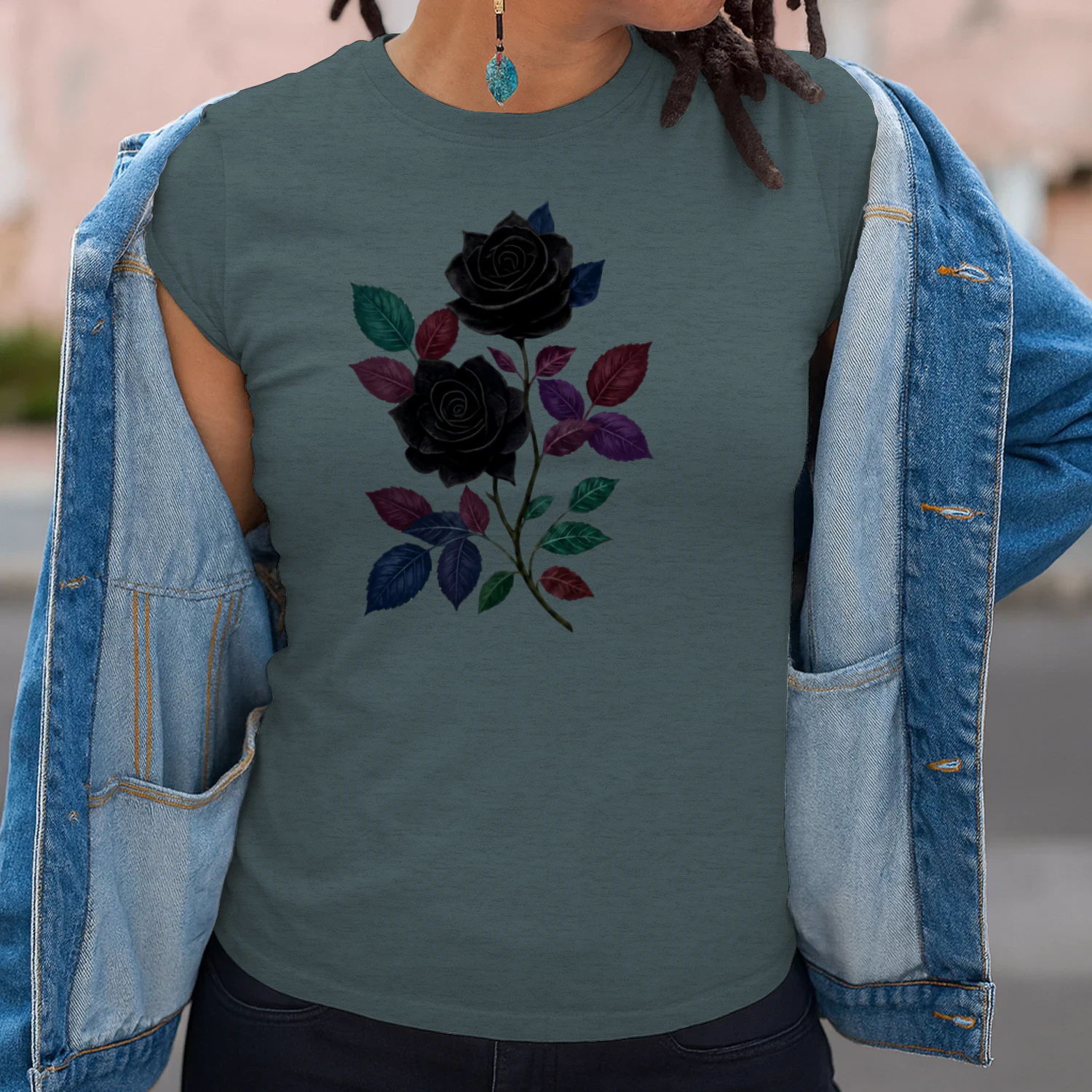 T-shirt décontracté pour femmes, haut à imprimé motif rose unique - Raffiné, prêt à offrir, style col rond, respirant et léger, parfait pour le printemps et l'été