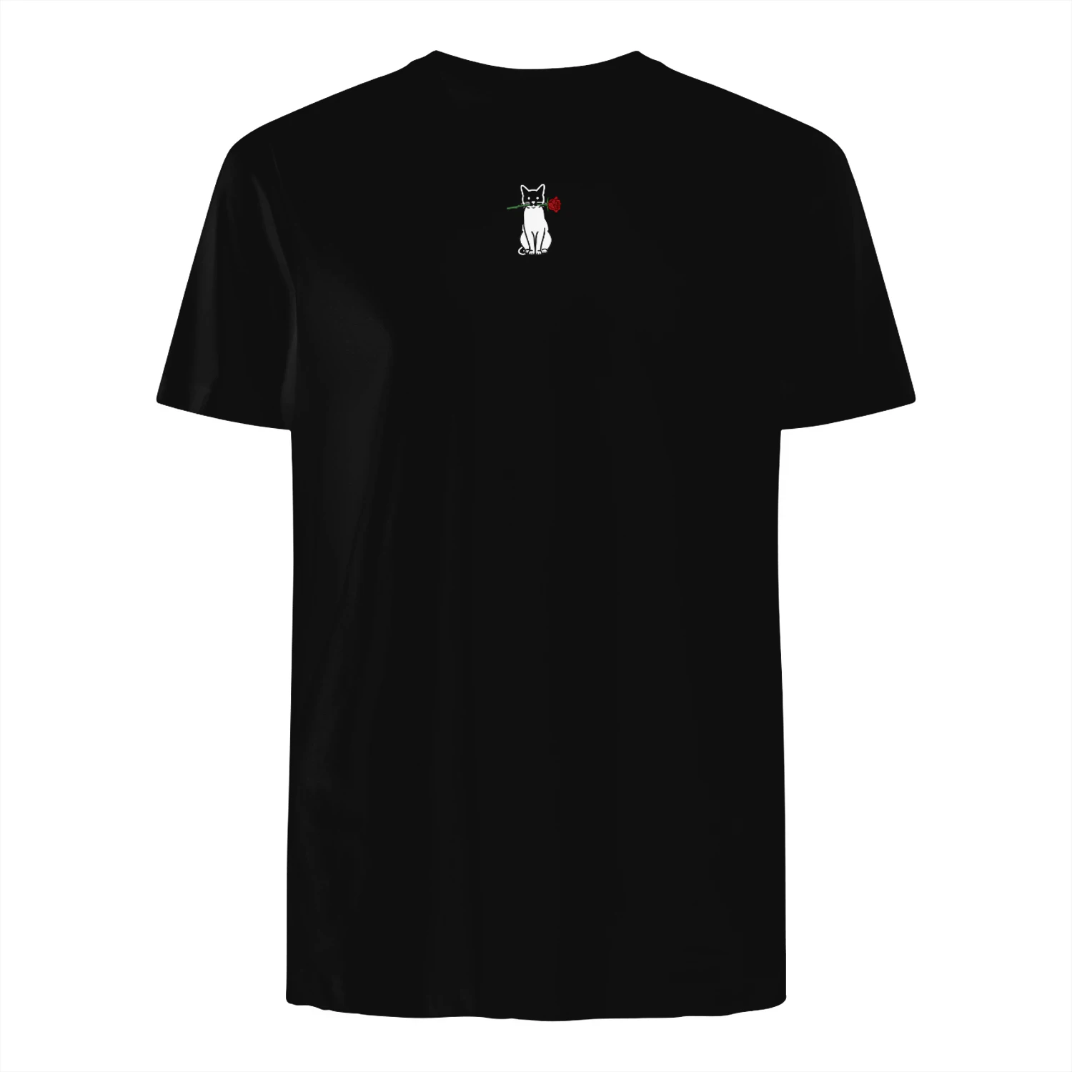 Minimalist Cat & Rose Fine Art Tee – Elegant Graphic Design(1)