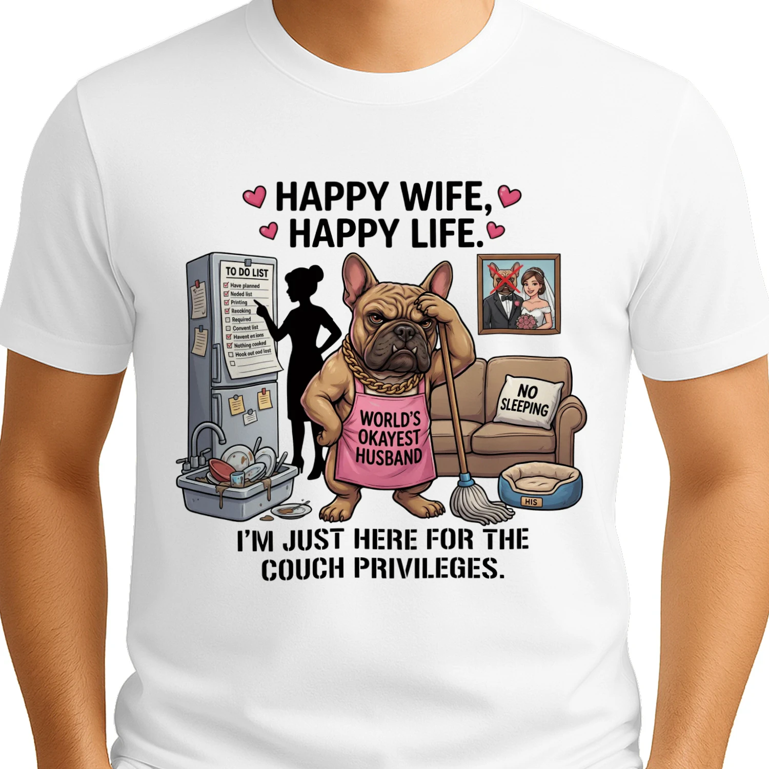 Happy Wife Happy Life T-Shirt — World's Okayest Husband Funny Married Life Tee