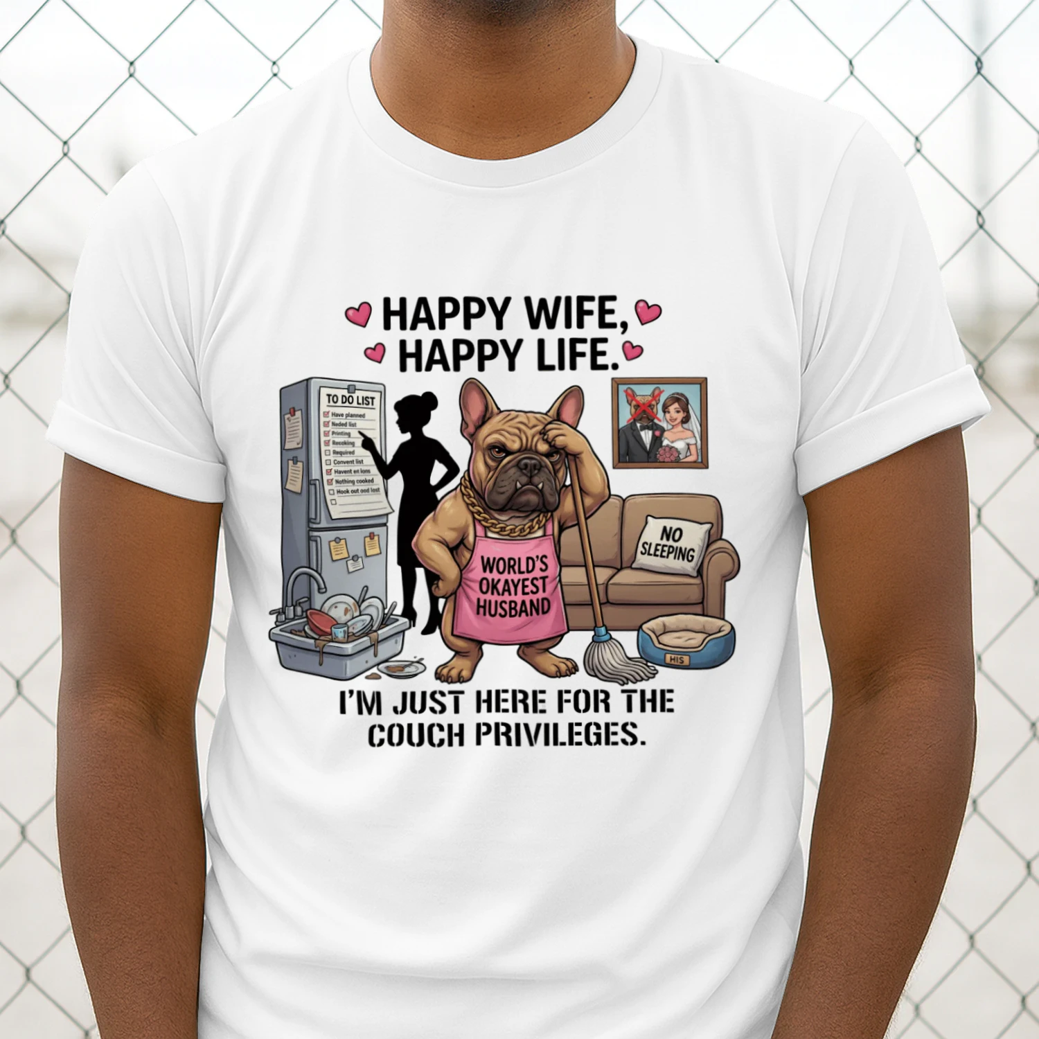 Happy Wife Happy Life T-Shirt — World's Okayest Husband Funny Married Life Tee