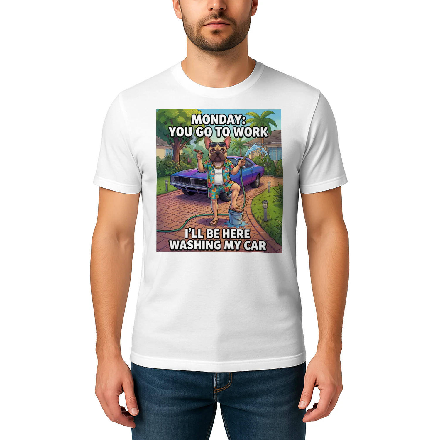 T-shirt-Funny Bulldog Monday: "You Go To Work" Premium Tee