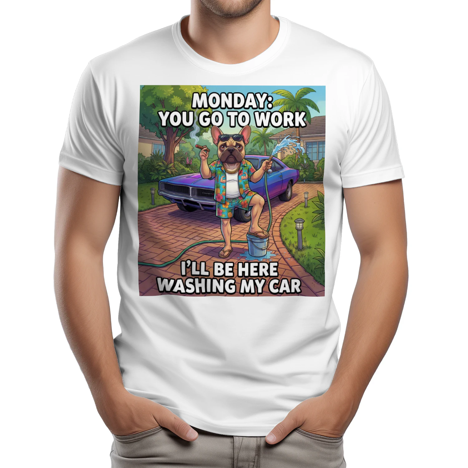T-shirt-Funny Bulldog Monday: "You Go To Work" Premium Tee