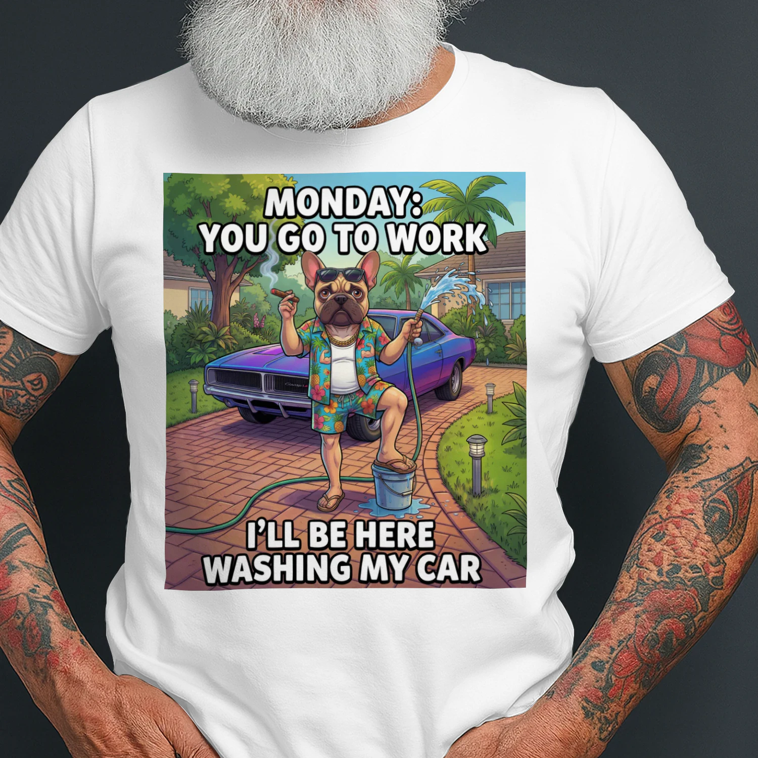 T-shirt-Funny Bulldog Monday: "You Go To Work" Premium Tee