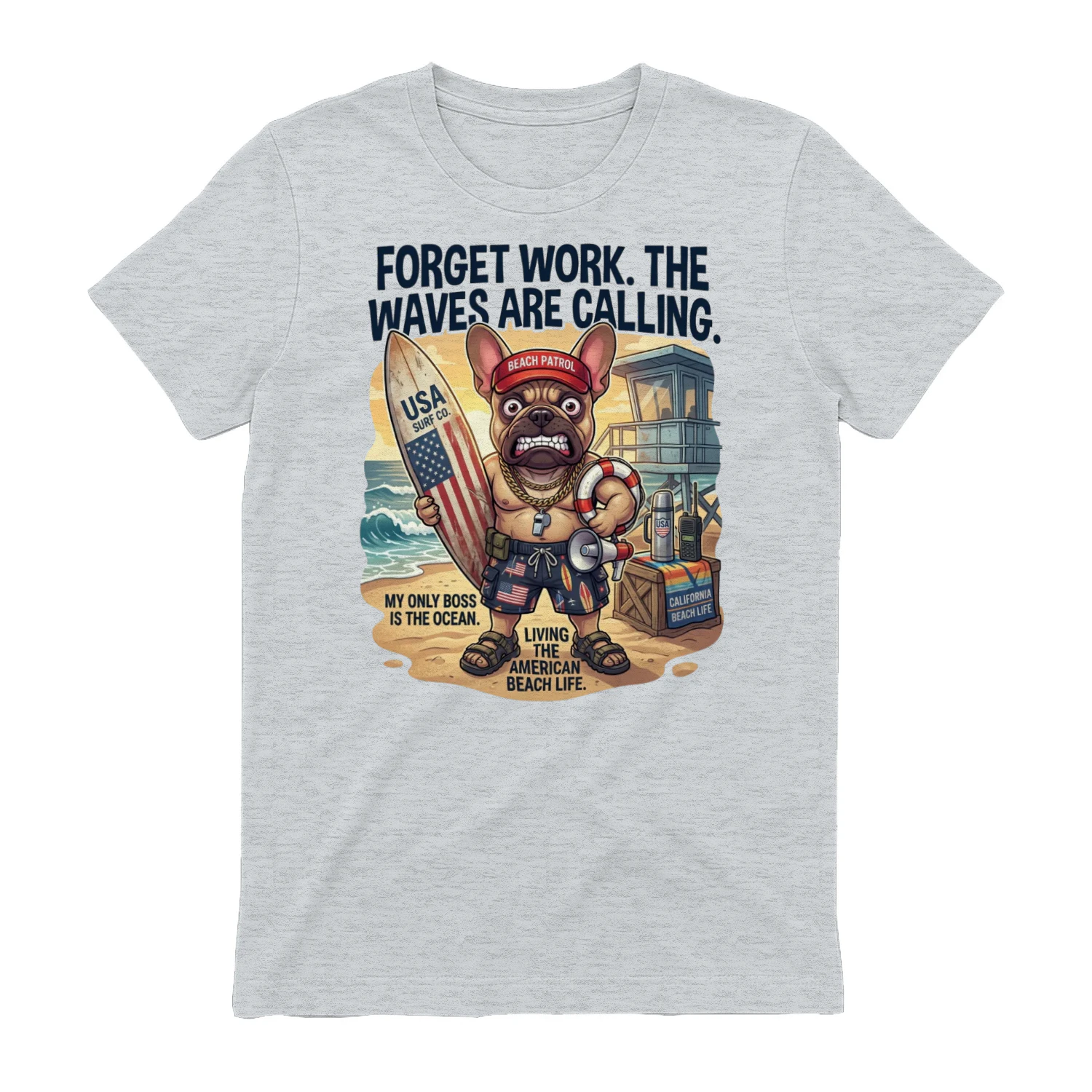 Tshirt-Frenchie Surf Boss Poster