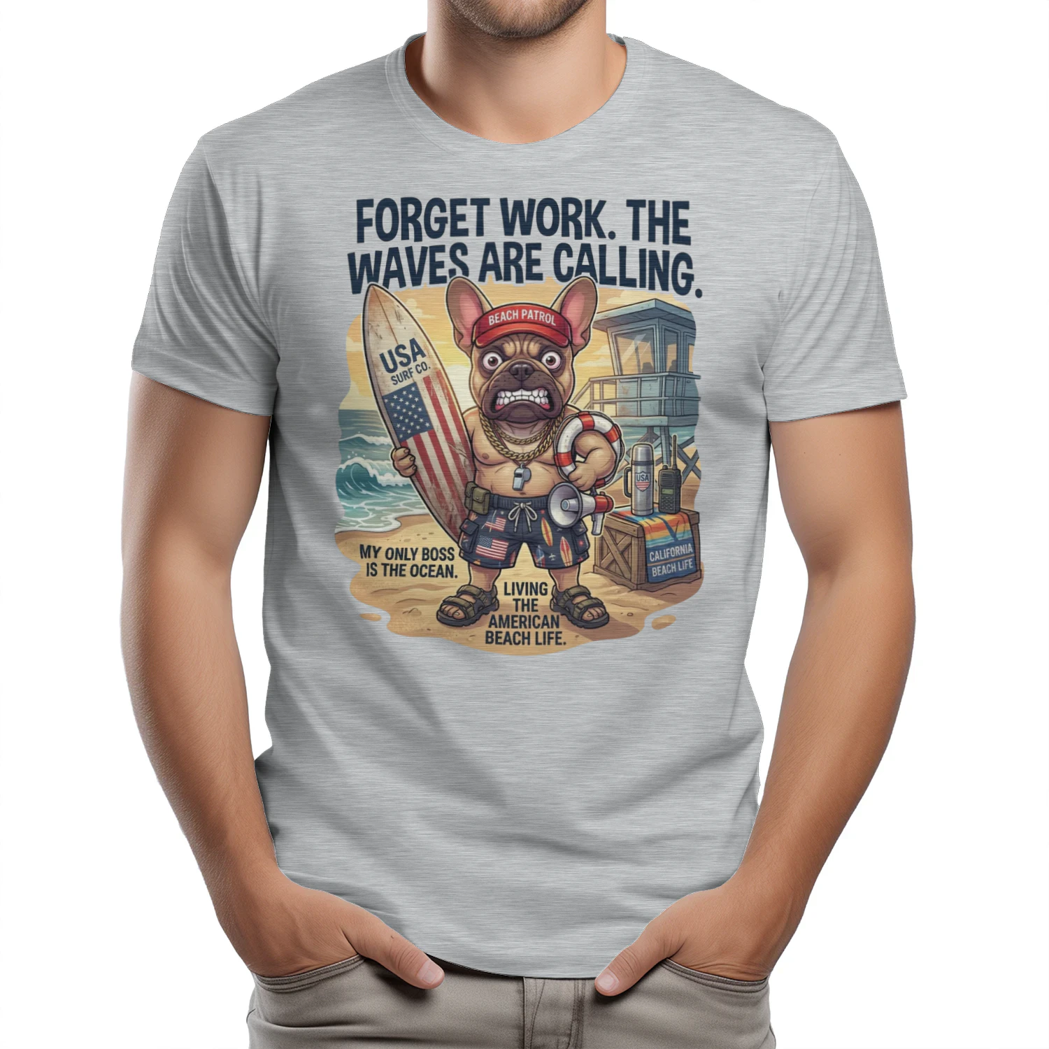 Tshirt-Frenchie Surf Boss Poster