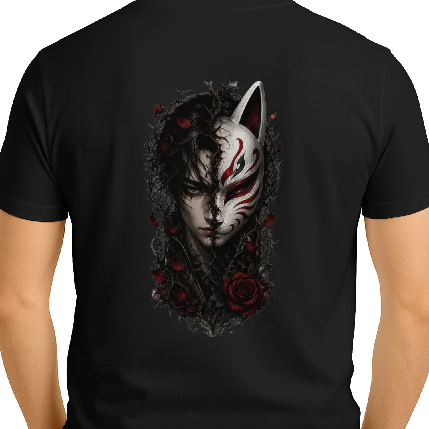 Half Human Kitsune Premium Classic Tee – Japanese Anime Gothic Streetwear Shirt