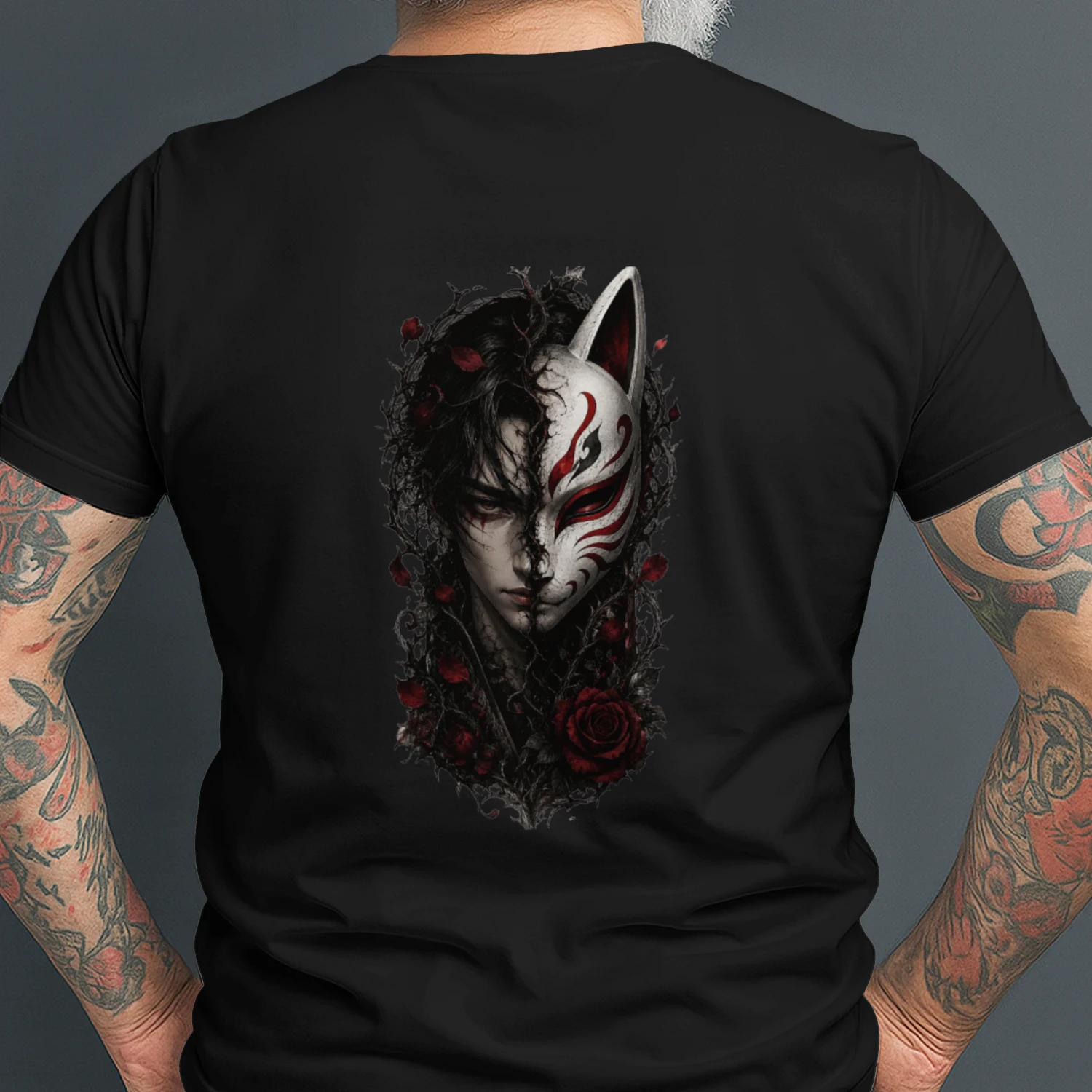 Half Human Kitsune Premium Classic Tee – Japanese Anime Gothic Streetwear Shirt