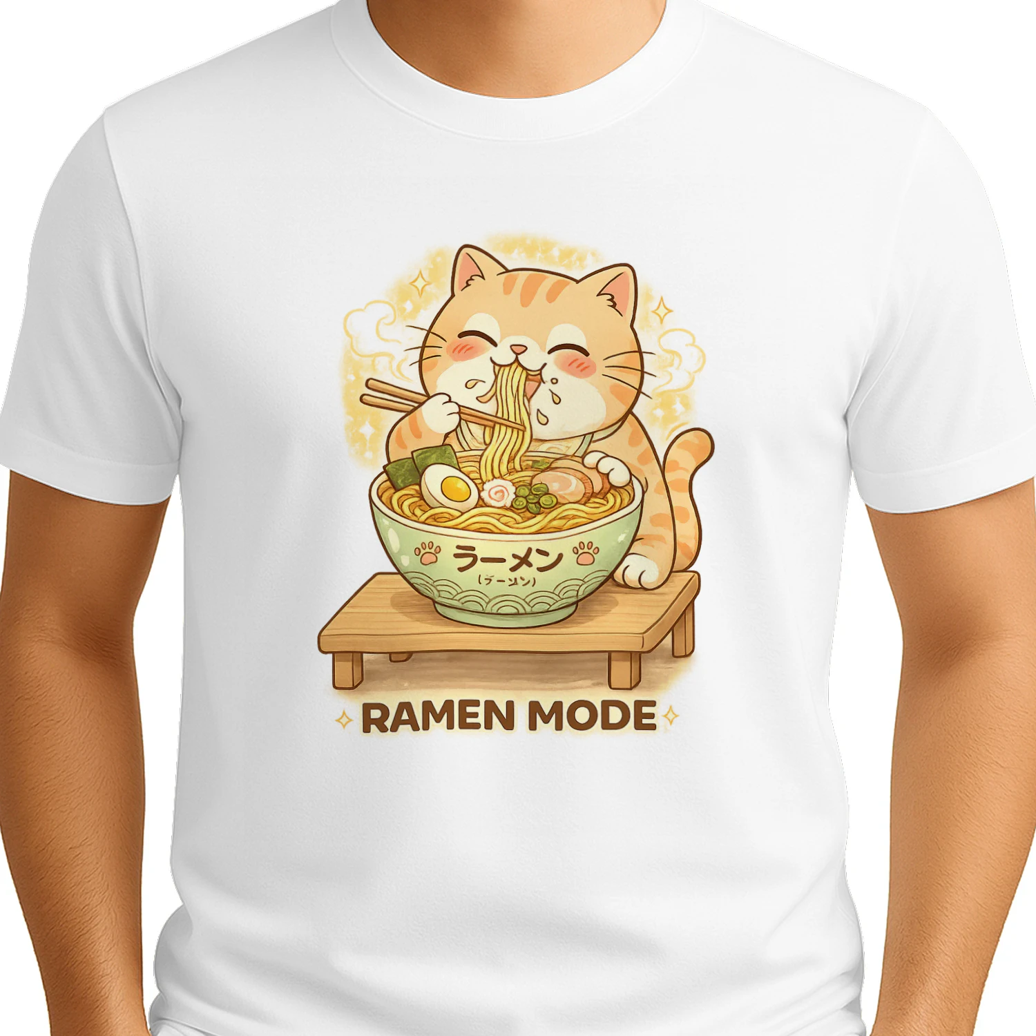 Ramen Mode Anime T-Shirt | Cozy Kawaii Ramen Cat Graphic Tee