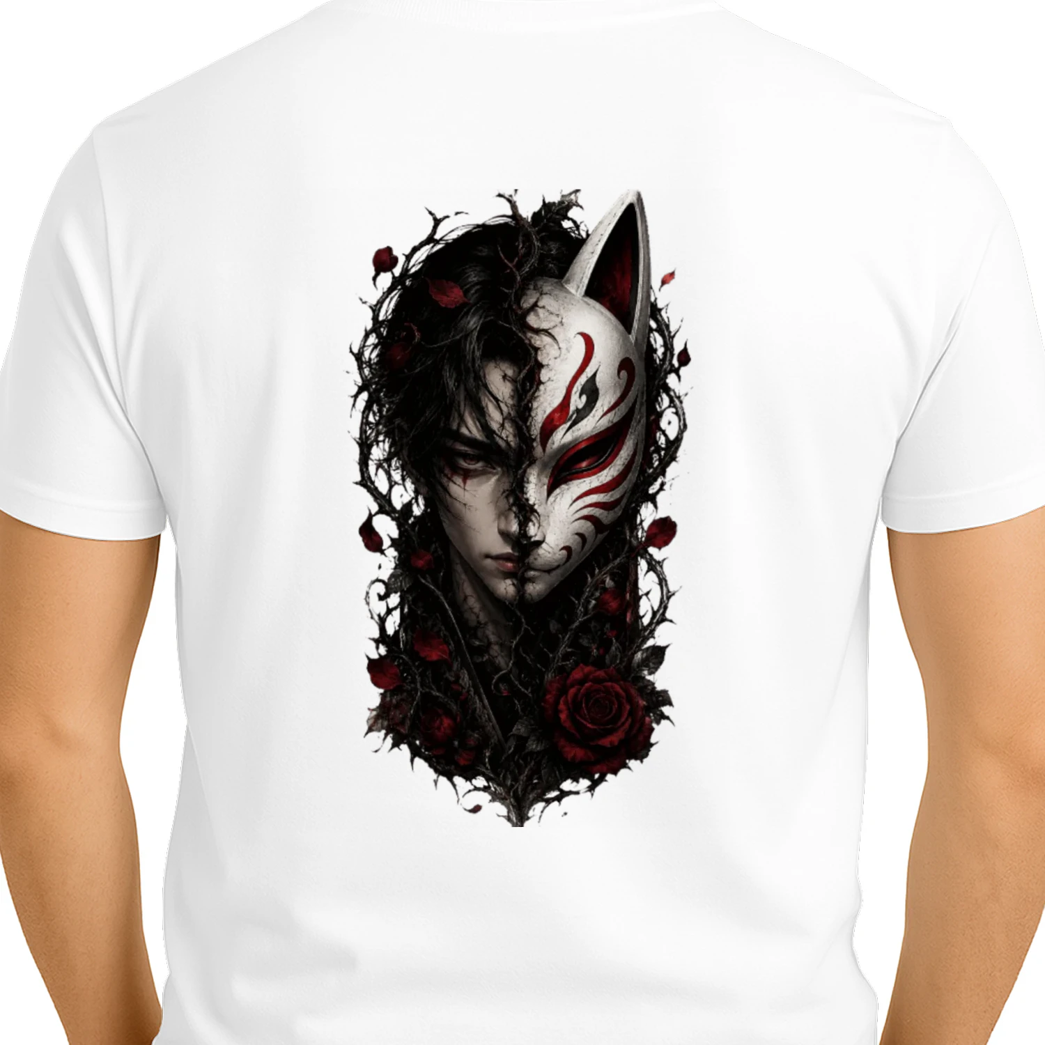Half Human Kitsune Unisex Heavy Cotton T-Shirt – Dark Anime Japanese Streetwear