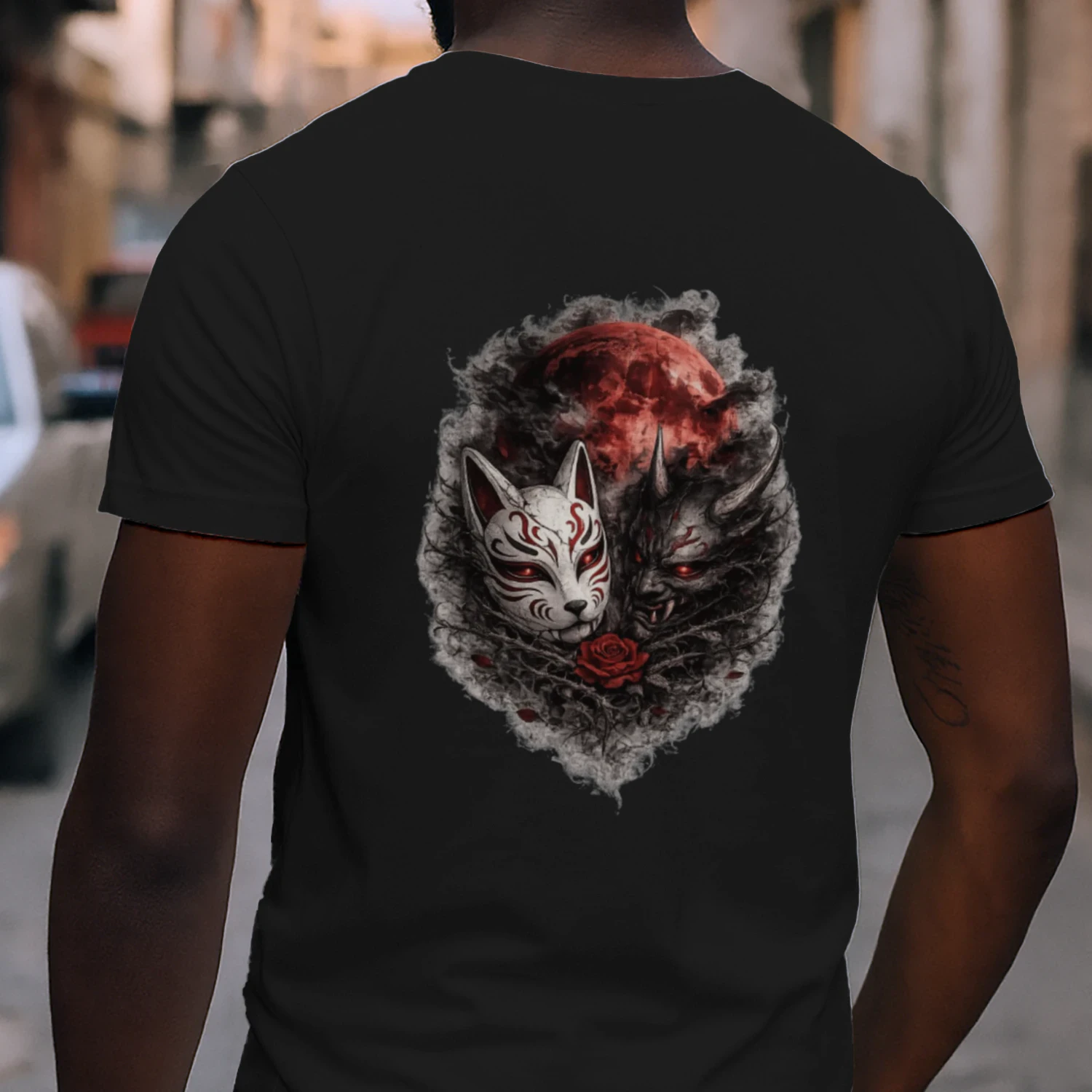 Oni & Kitsune Eclipse Premium Classic Tee – Japanese Gothic Streetwear