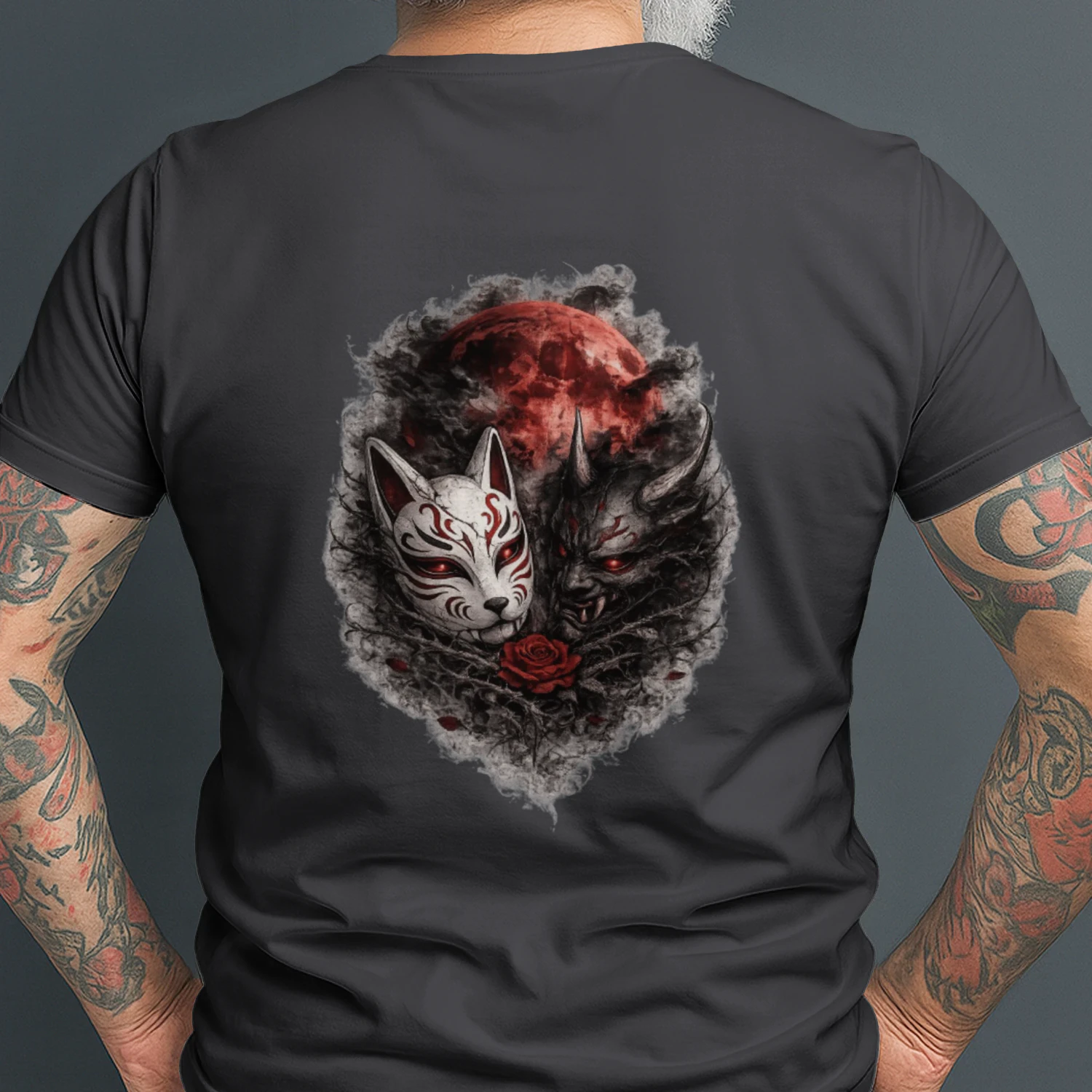 Oni & Kitsune Eclipse Premium Classic Tee – Japanese Gothic Streetwear