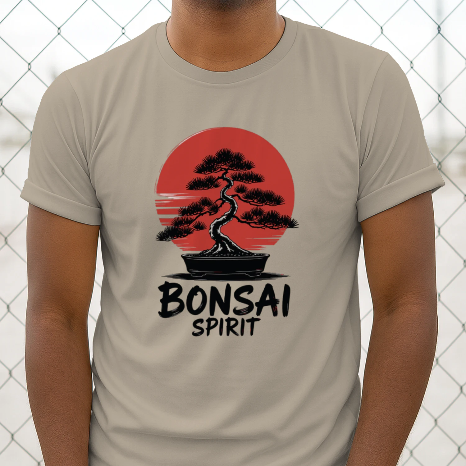 Bonsai Spirit Japanese Sunset T-Shirt | Minimal Zen Streetwear Tee