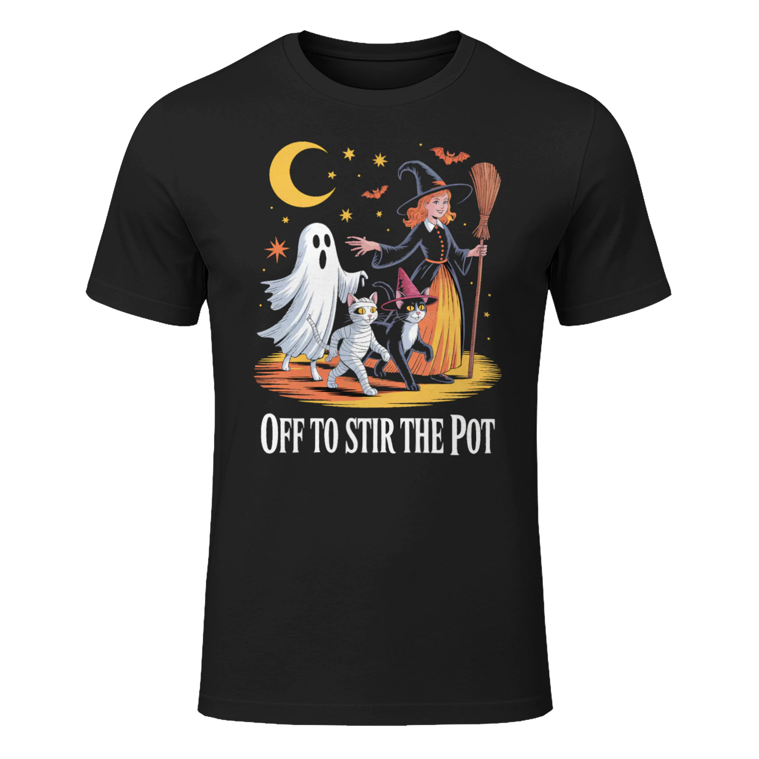 off to stir the pot halloween witch cat funny