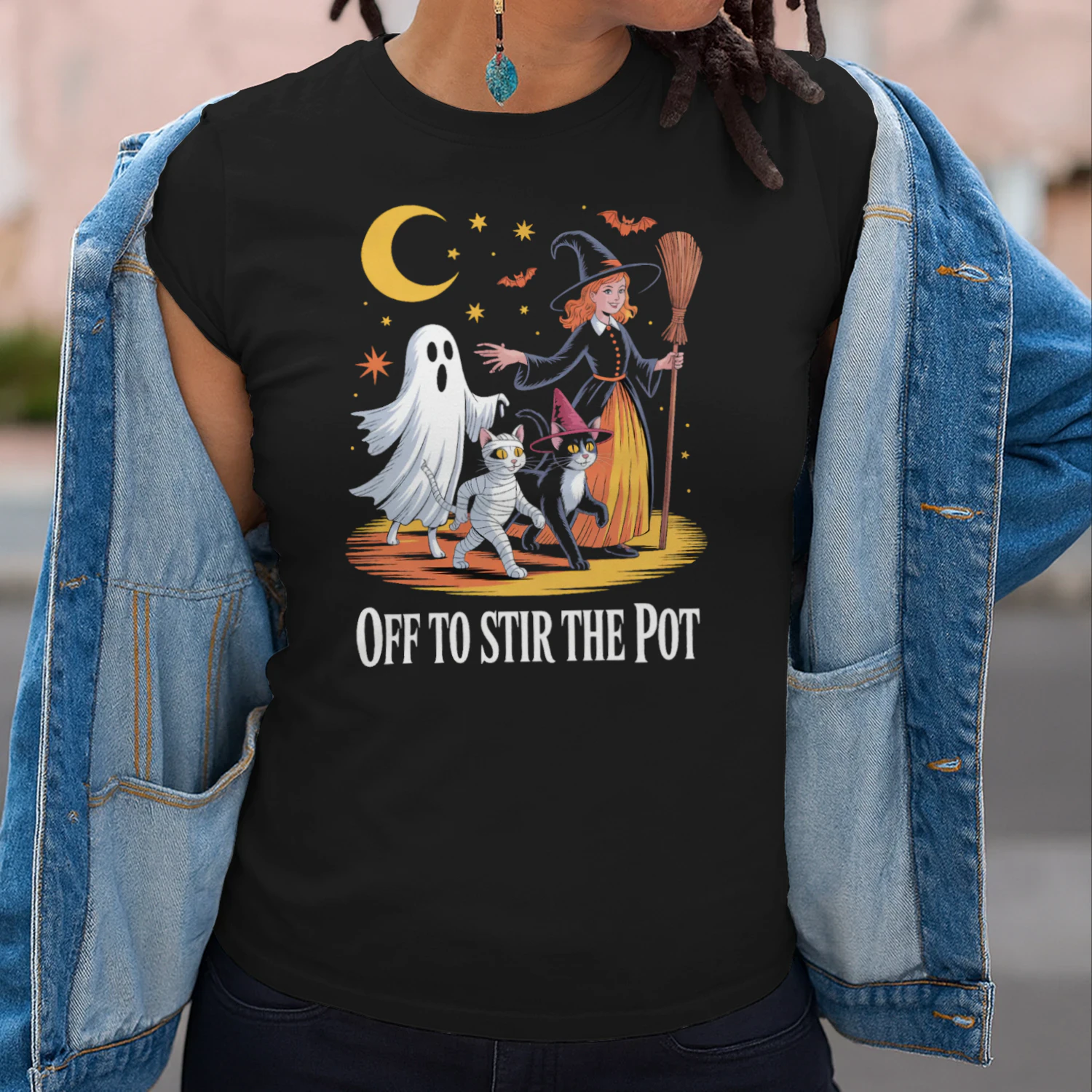 off to stir the pot halloween witch cat funny