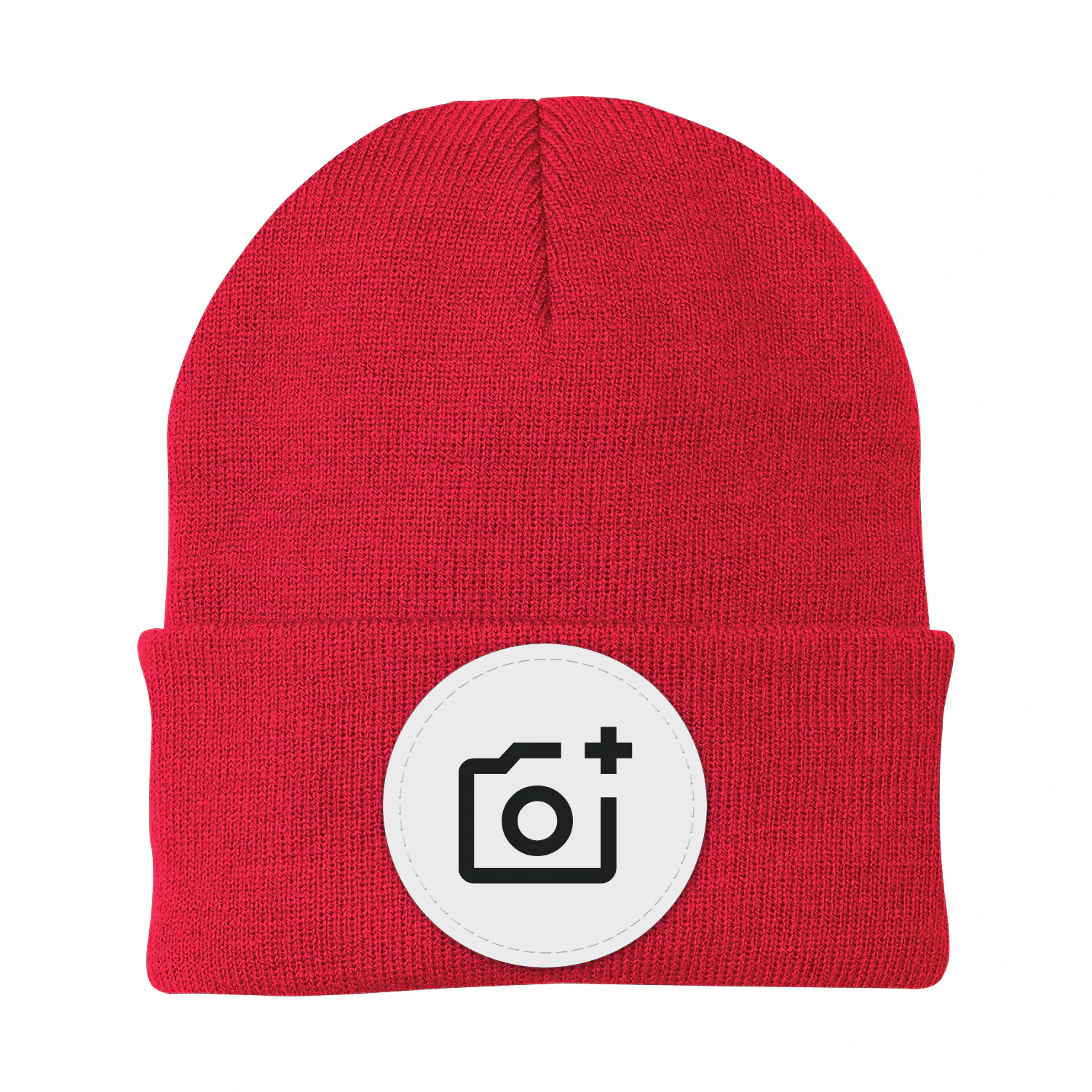 Knit Beanie Hat - Circle Patch