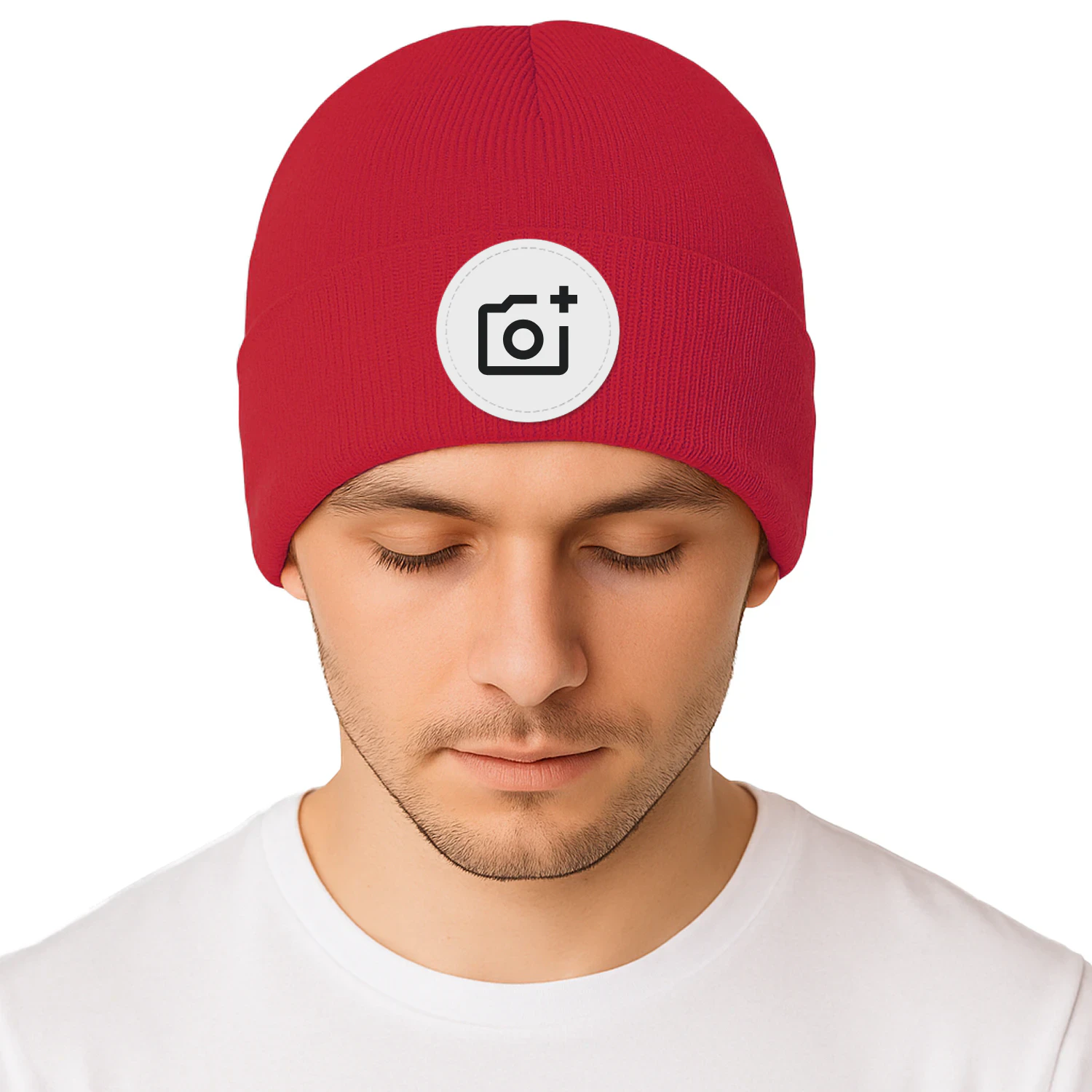 Knit Beanie Hat - Circle Patch
