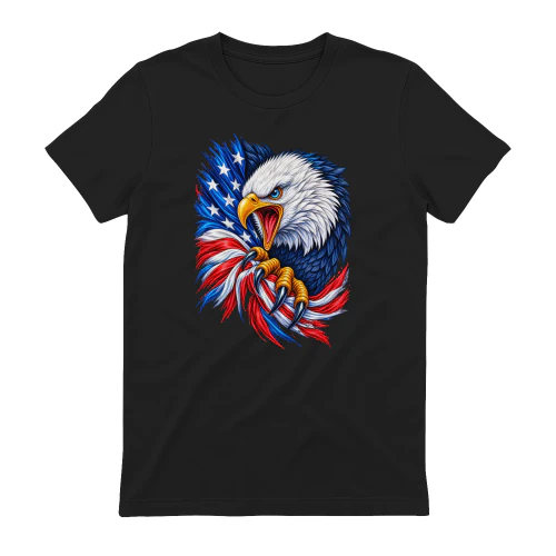 American Eagle Patriotic T-Shirt, Vintage USA Flag Graphic 