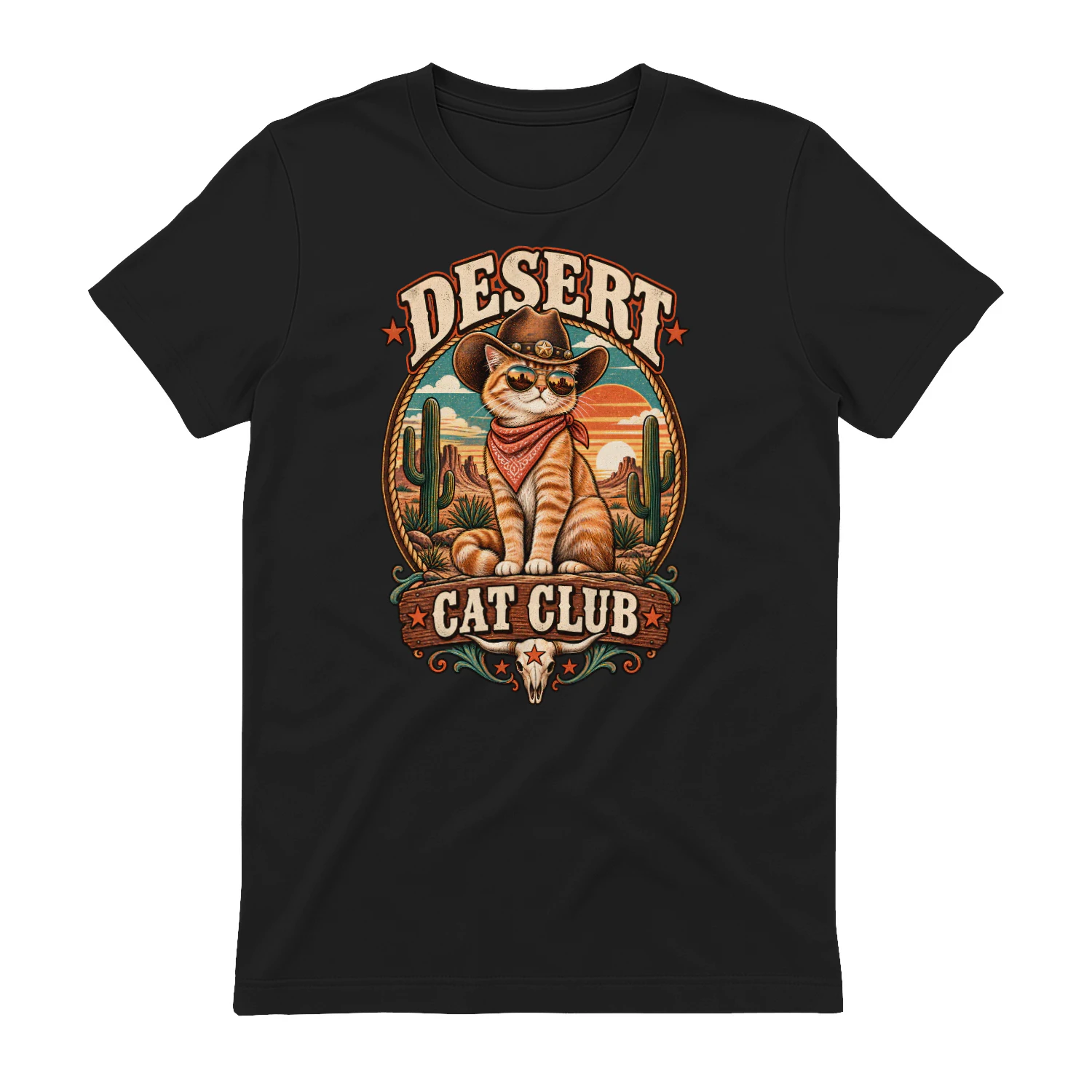 Cowboy Cat Shirt, Funny Western Cat T-Shirt, Vintage Desert Graphic Tee, Country Cat Lover Gift