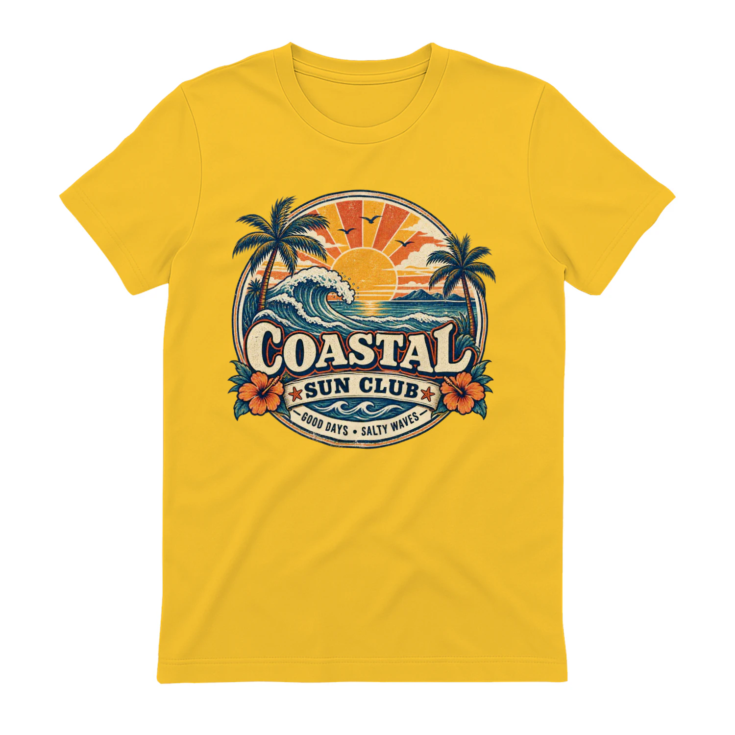 Vintage Coastal Shirt, Retro Beach T-Shirt, Ocean Sun Graphic Tee, Summer Vacation Shirt, Beach Lover Gift
