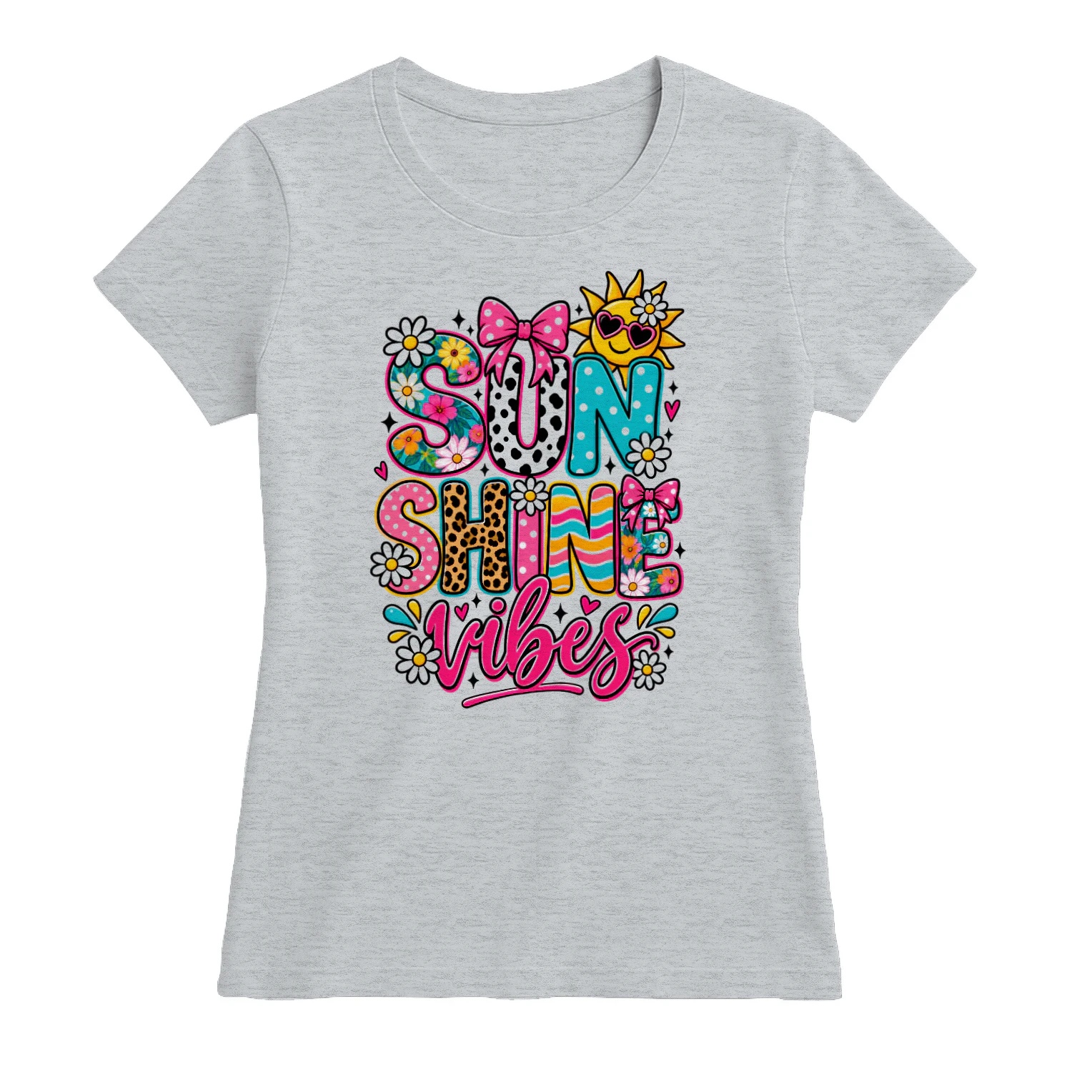 Sunshine Vibes T-Shirt – Colorful Summer Floral Graphic Tee for Women & Girls
