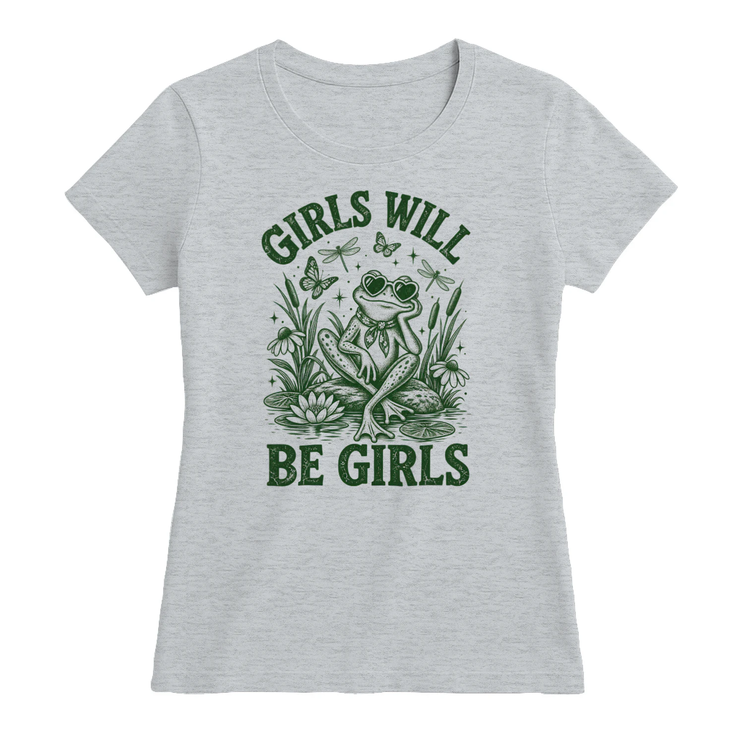 Girls Will Be Girls Frog T-Shirt, Cute Vintage Frog Graphic Tee, Funny Nature Lover Shirt