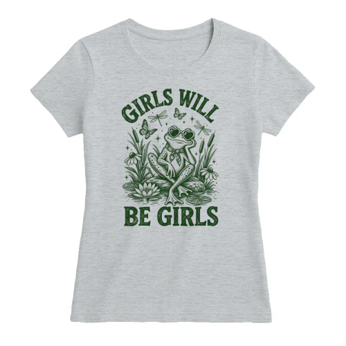 Girls Will Be Girls Frog T-Shirt, Cute Vintage Frog Graphic
