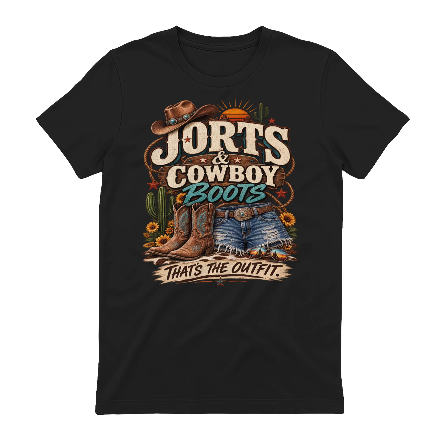 Jorts & Cowboy Boots Shirt 🤠 | Western Cowgirl Graphic Tee