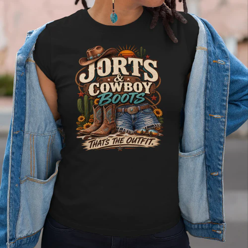 Jorts & Cowboy Boots Shirt 🤠 | Western Cowgirl Graphic Tee