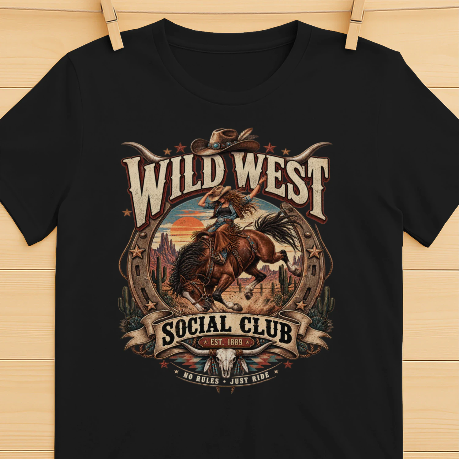 Wild West Social Club Cowgirl T-Shirt – Funny Western Country Girl Ranch Graphic Tee