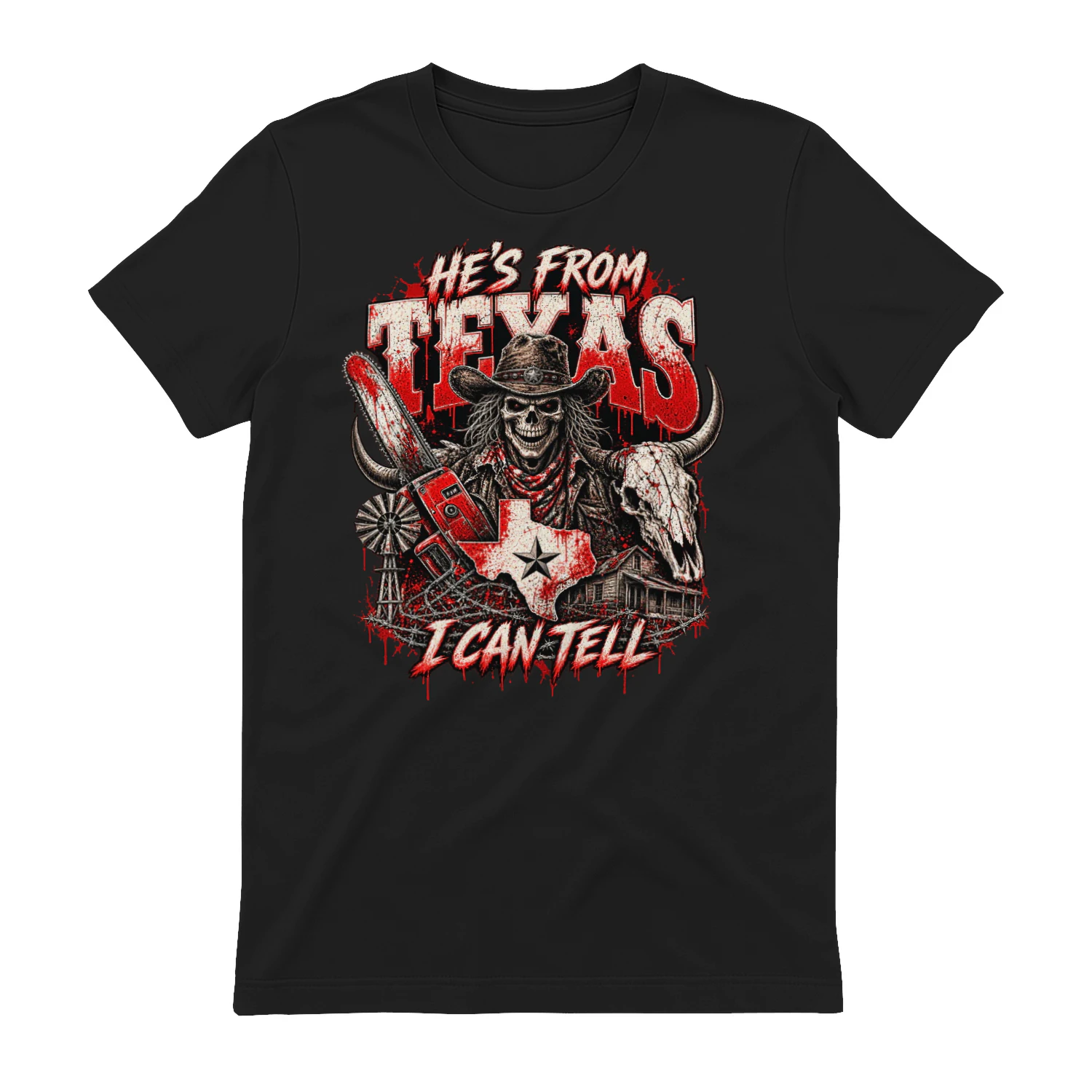 He’s From Texas I Can Tell – Skull Cowboy Western Texas Design