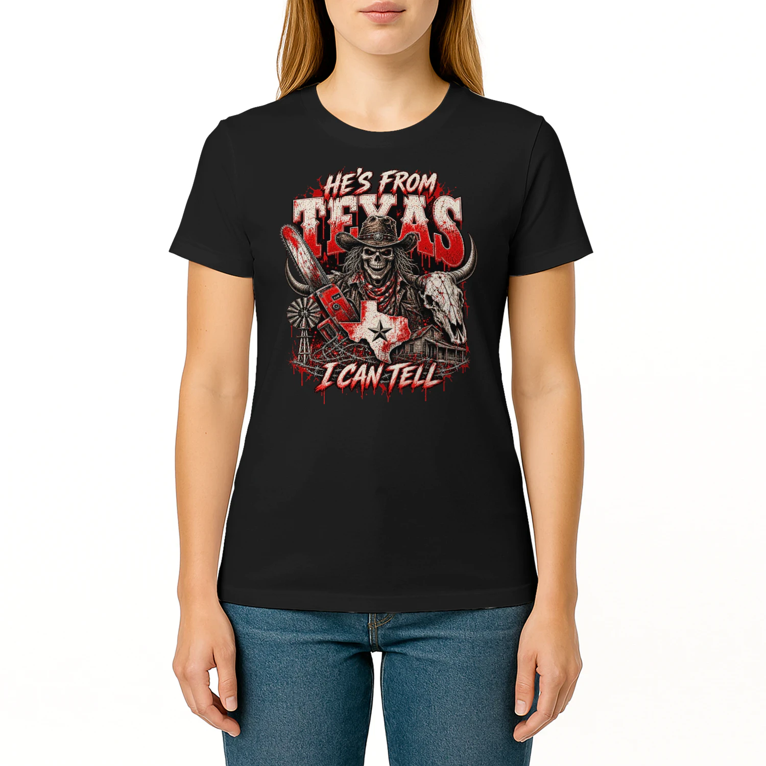 He’s From Texas I Can Tell – Skull Cowboy Western Texas Design