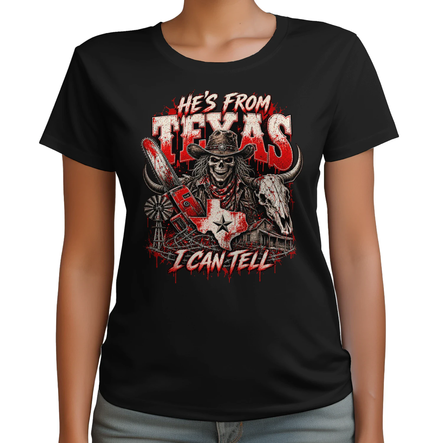 He’s From Texas I Can Tell – Skull Cowboy Western Texas Design