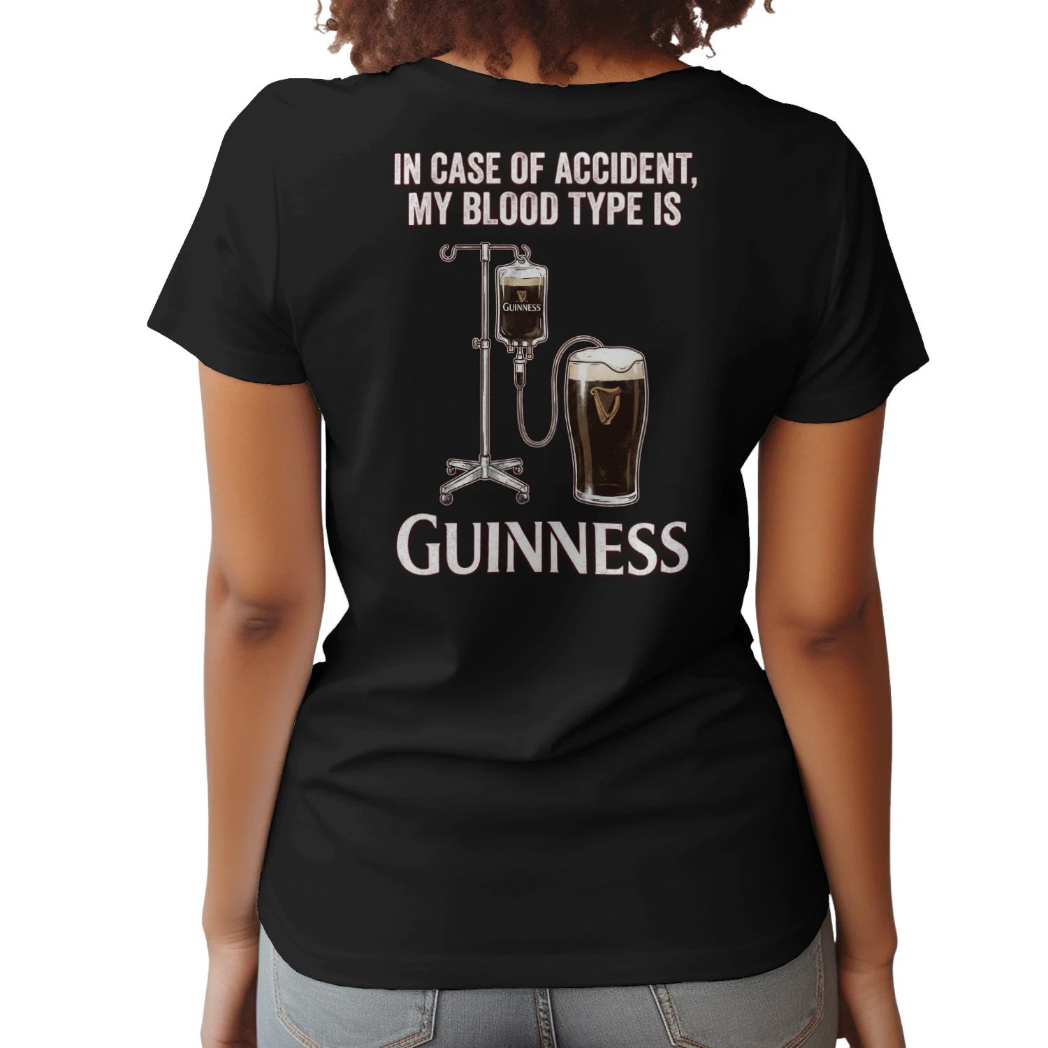 In Case Of Accident My Blood Type Is Guinness Back Print T-Shirt
