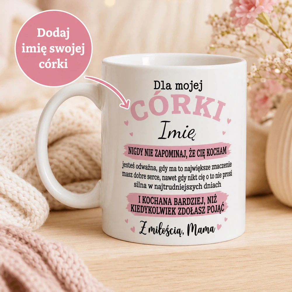 Nigdy nie zapominaj, że Cię kocham – kubek dla córki z imieniem 11oz