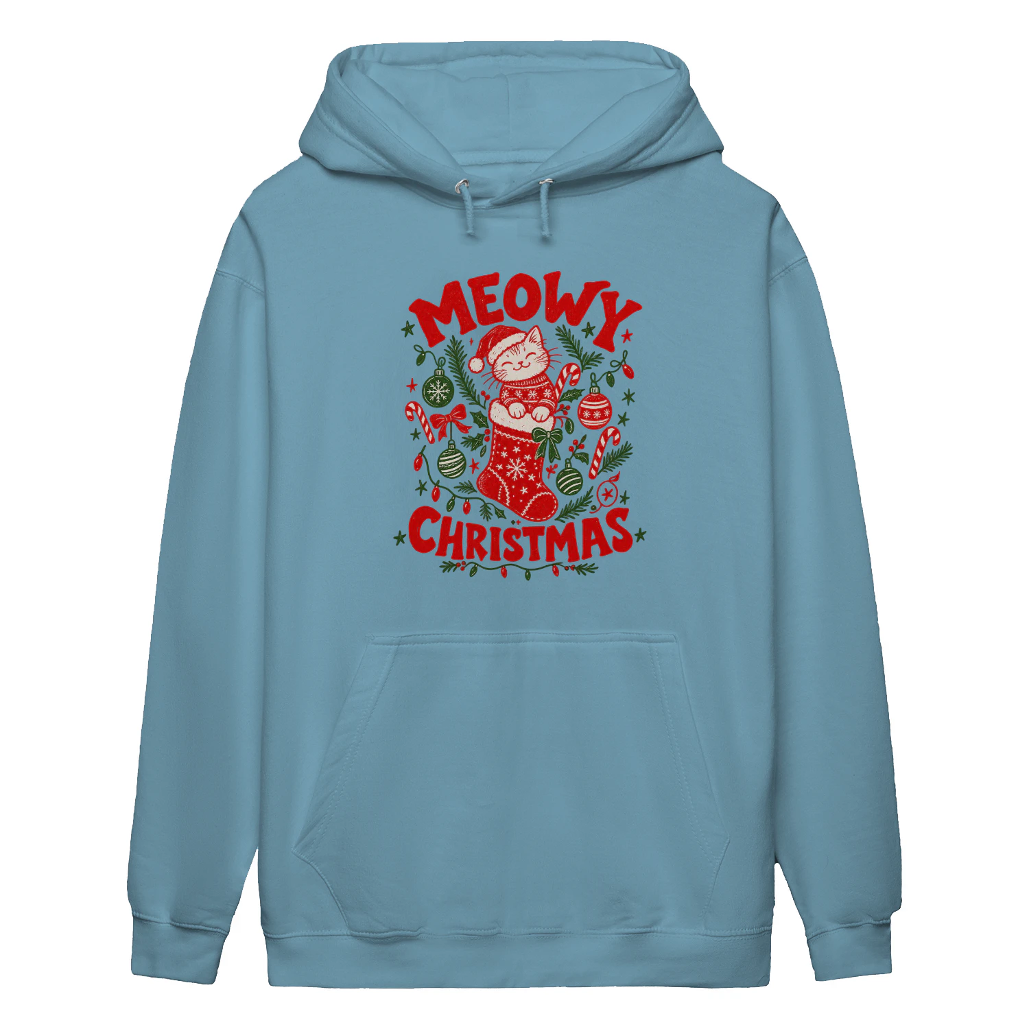 Meowy Christmas Cat Shirt, Funny Christmas Cat T-Shirt, Cute Cat Lover Holiday Gift