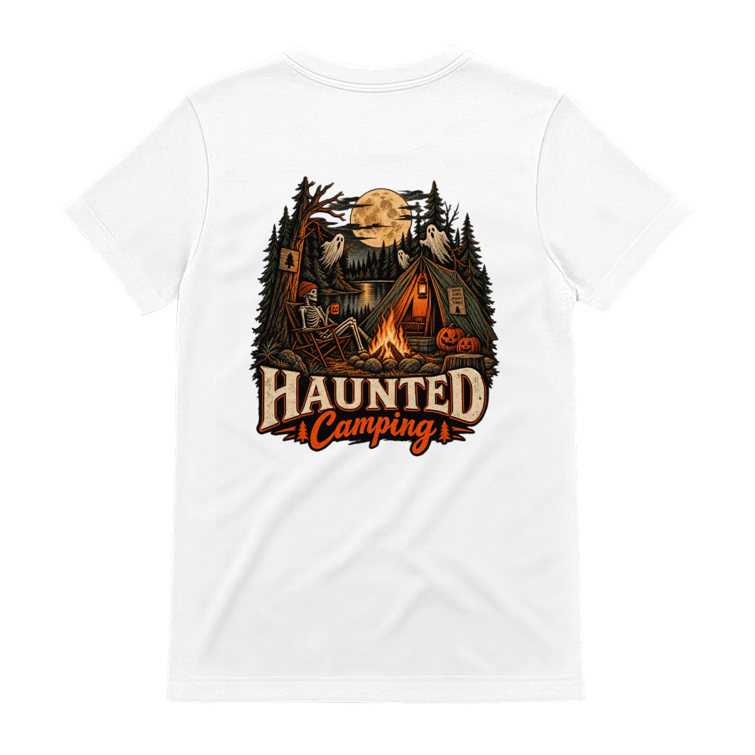 Halloween Camping Crew Skeleton Campfire T-Shirt – Spooky Fall Camping Design