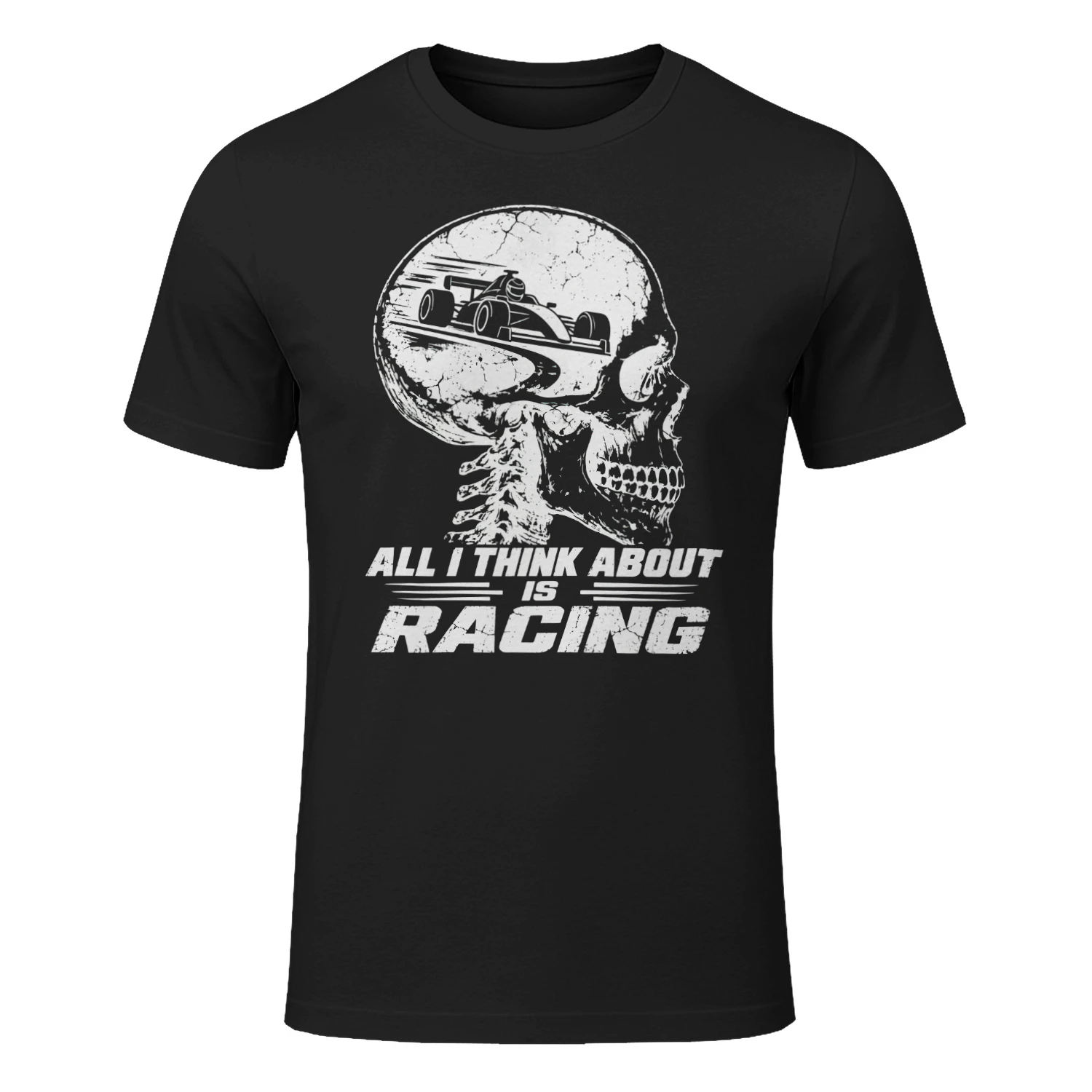 Racing Skull T-Shirt All I Think About Is Racing Motorsport Tee shirt