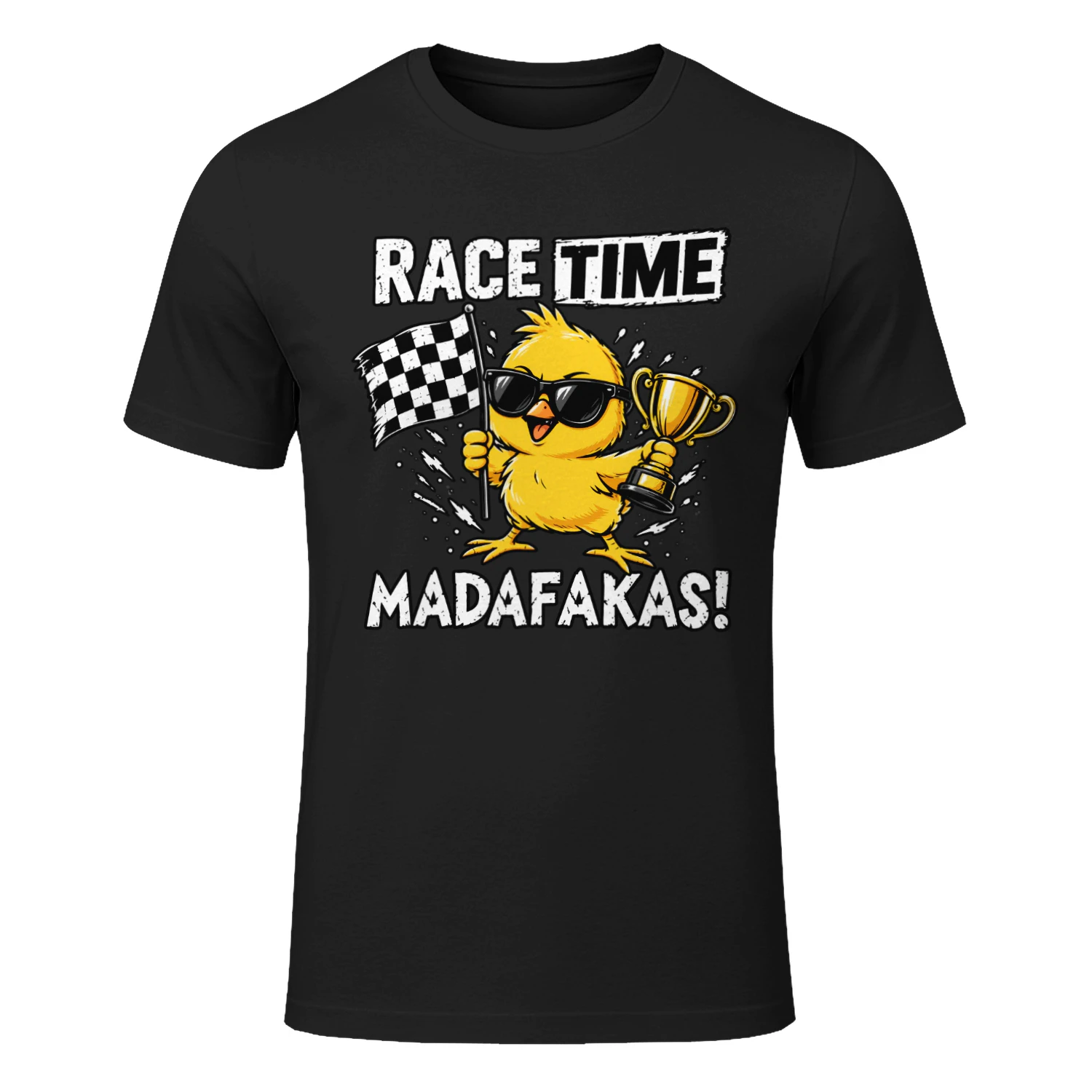 Race Time Madafakas Racing Tee Shirt Funny Motorsport Fan Checkered Flag Trophy Tee – Race Weekend Shirt