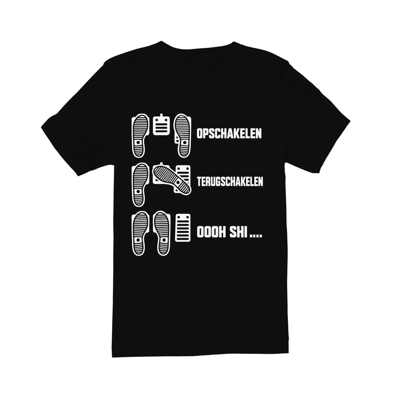 Grappig Handgeschakeld Shirt – Opschakelen Terugschakelen Oh Shi... T-Shirt voor Autoliefhebbers, Gearheads & Handbak-Enthousiastelingen