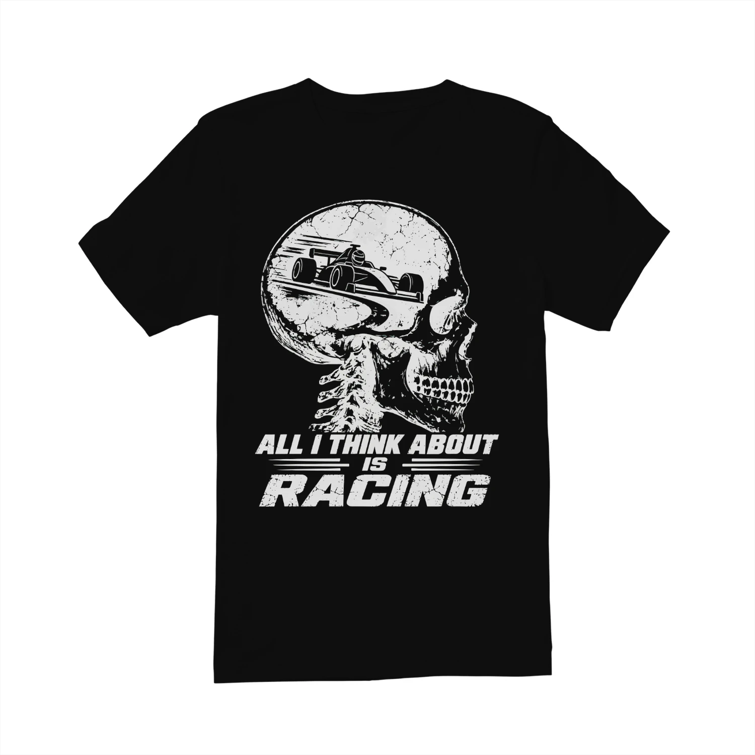 Racing Skull T-Shirt All I Think About Is Racing Motorsport Tee shirt