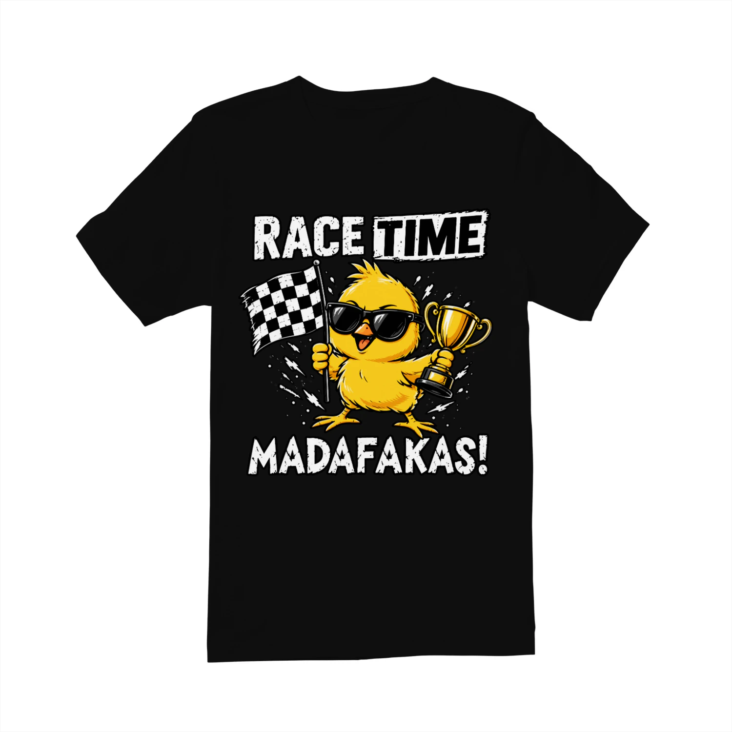 Race Time Madafakas Racing Tee Shirt Funny Motorsport Fan Checkered Flag Trophy Tee – Race Weekend Shirt