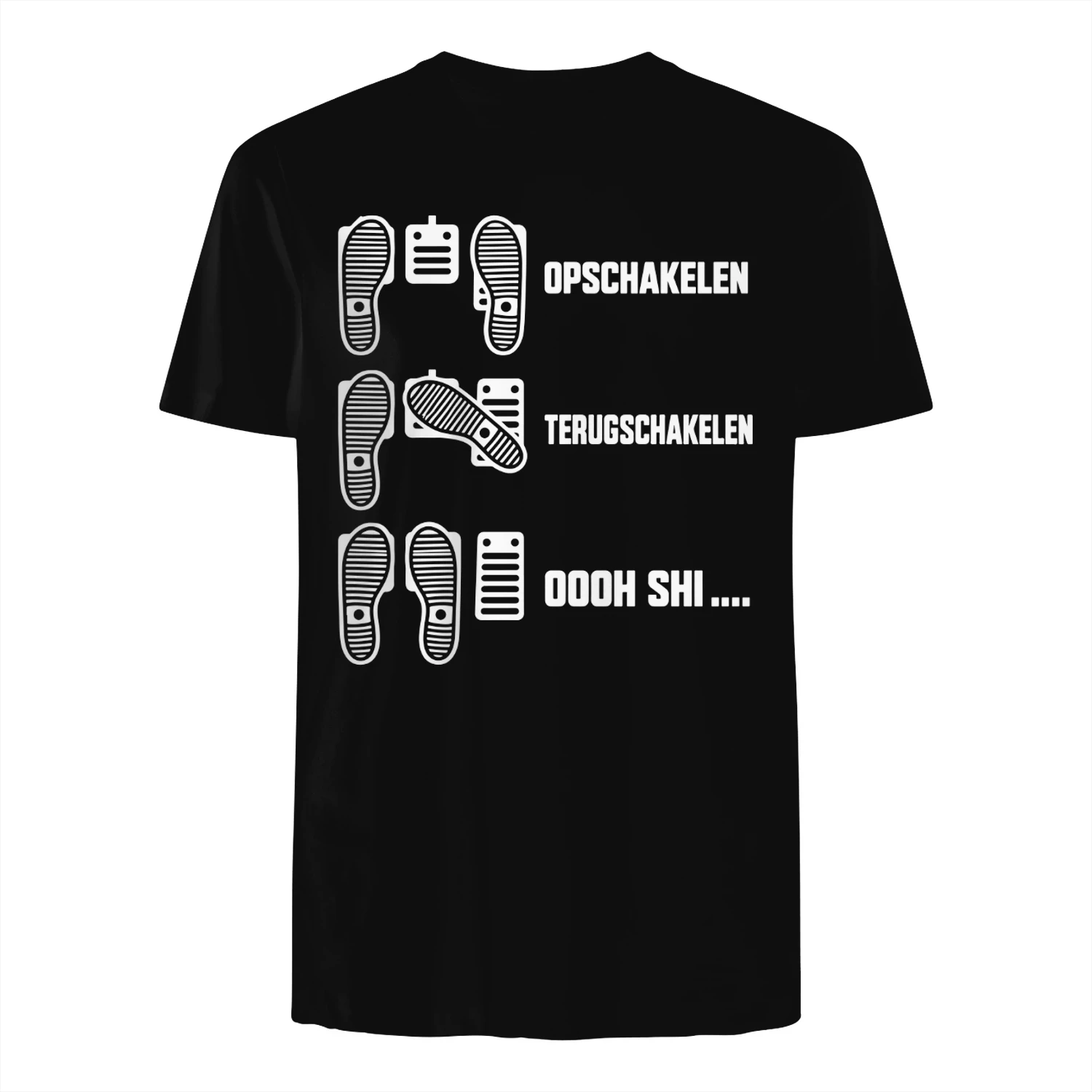Grappig Handgeschakeld Shirt – Opschakelen Terugschakelen Oh Shi... T-Shirt voor Autoliefhebbers, Gearheads & Handbak-Enthousiastelingen