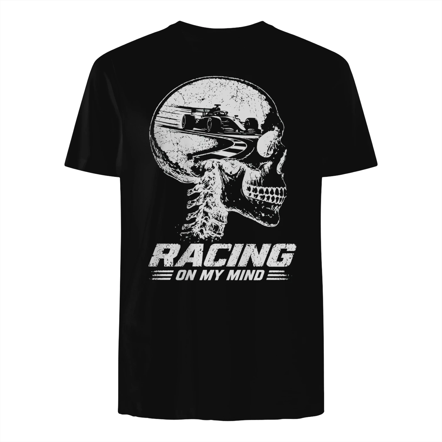 Racing On My Mind T-Shirt Motorsport Skull Graphic Tee, Open Wheel Racing Fan Shirt, Race Weekend Gift for Racing Lovers