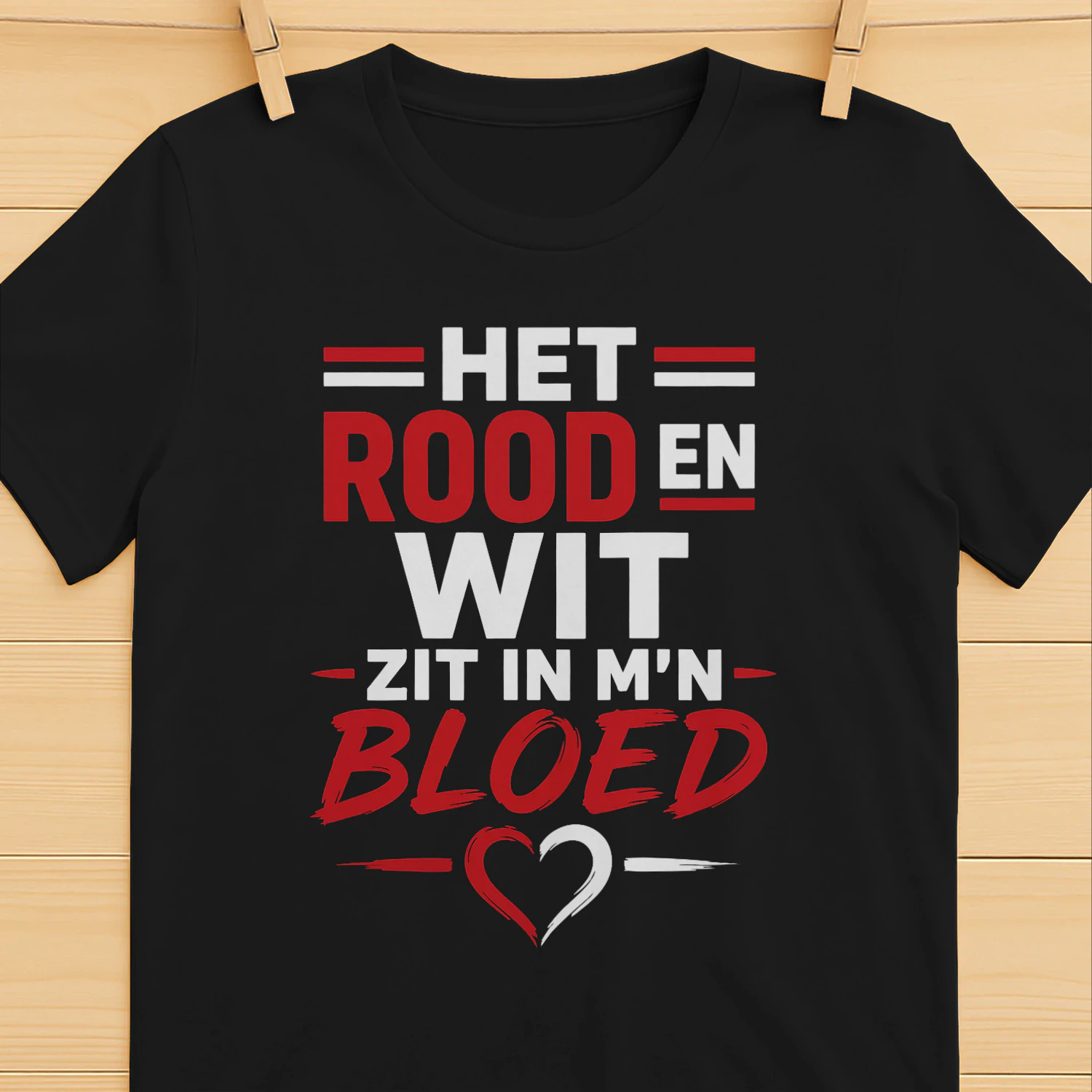 Het Rood en Wit Zit in M’n Bloed Shirt Rotterdam Voetbal Supporter T-Shirt