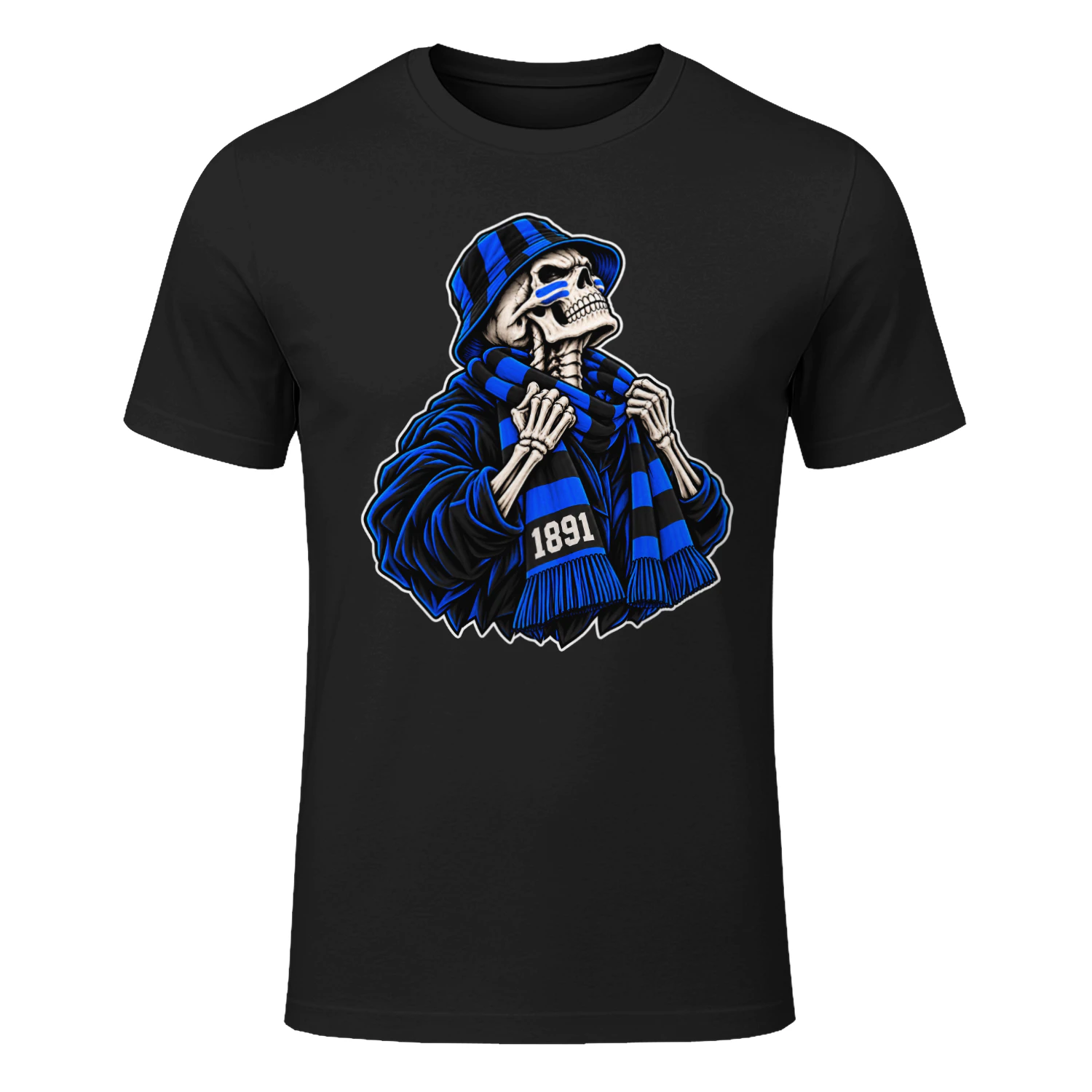 Blauw-Zwart Skeleton Supporter T-Shirt 1891 Football Fan Shirt