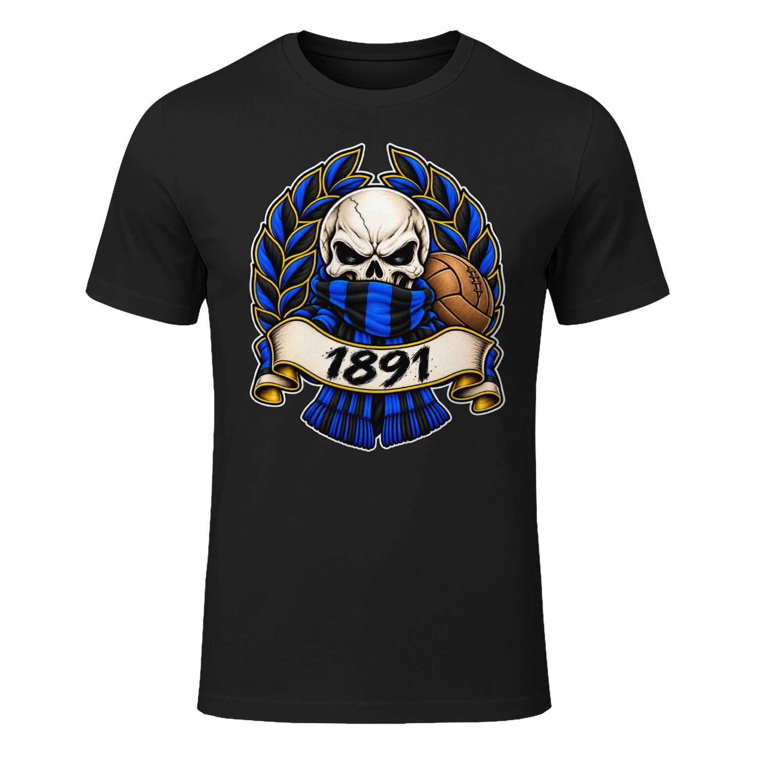 Blauw-Zwart 1891 Skull Supporter T-Shirt Football Fan Shirt