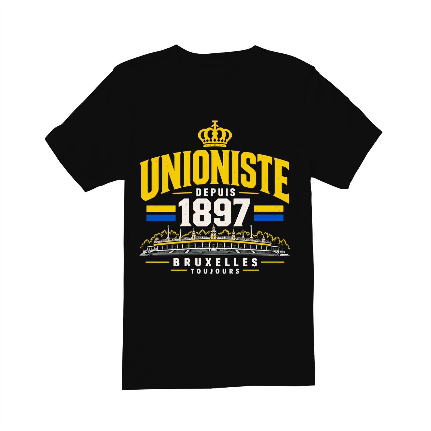 Unioniste Bruxelles 1897 T-Shirt Supporter Jaune Bleu Football Bruxelles