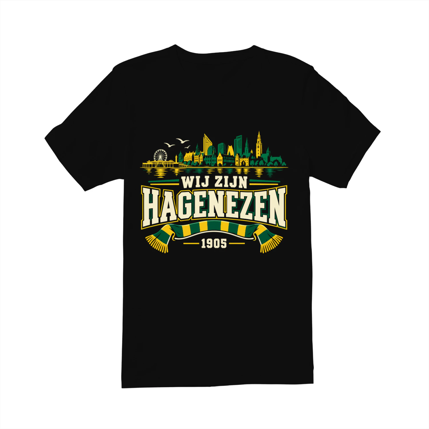 Wij Zijn Hagenezen 1905 Shirt – Den Haag Supporter T-Shirt Geel Groen